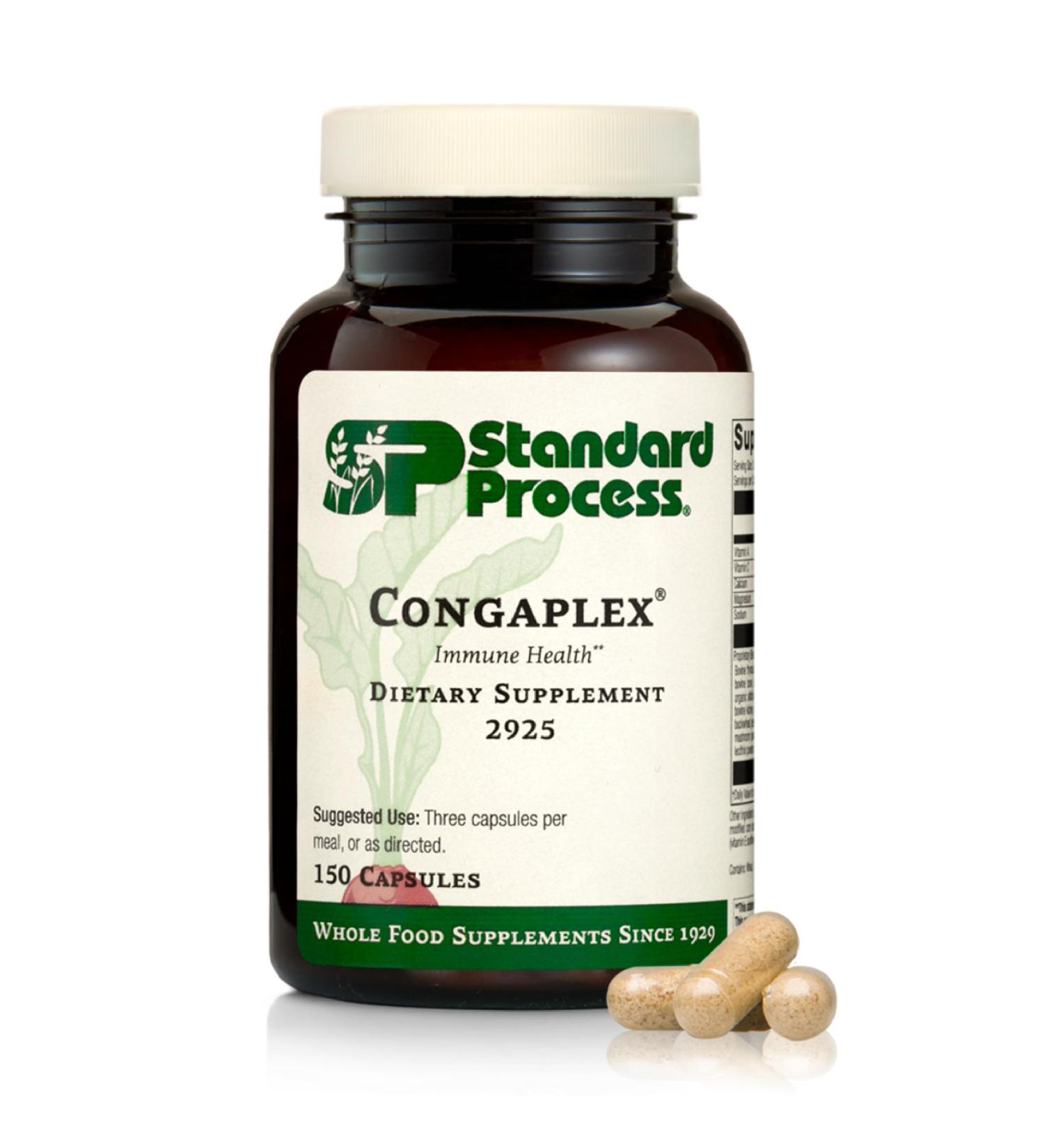 Standard Process Inc. Congaplex - Thymus Gland Support Supplement - Immune Health with Calcium Lactate Magnesium Vitamin C & Vitamin A - Immune System Aid with Mushroom Powder - 150 Capsules 150 Count (Pack of 1) - Buy Online on GoSupps.com