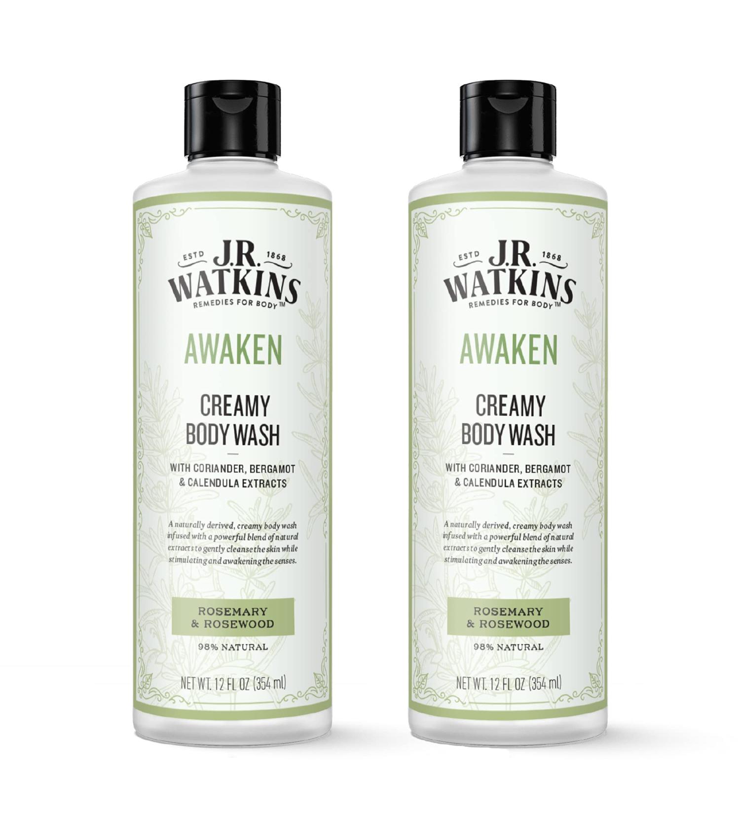 J.R. Watkins Awaken Body Wash 12 oz - Rosemary & Rosewood (Pack of 2) - Buy Online on GoSupps.com