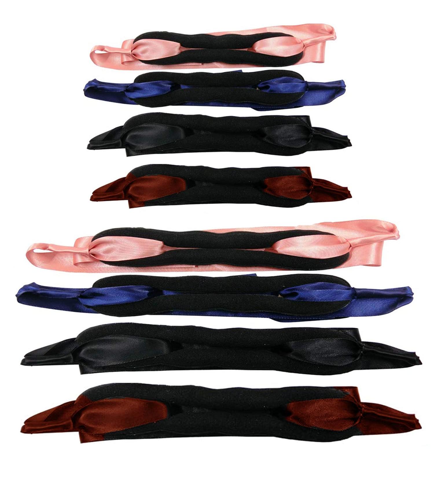 8-Piece Hair Bun Accessories Set | Donut Maker & Styling Tools for Girls - Black Pink & Blue - Buy Online on GoSupps.com