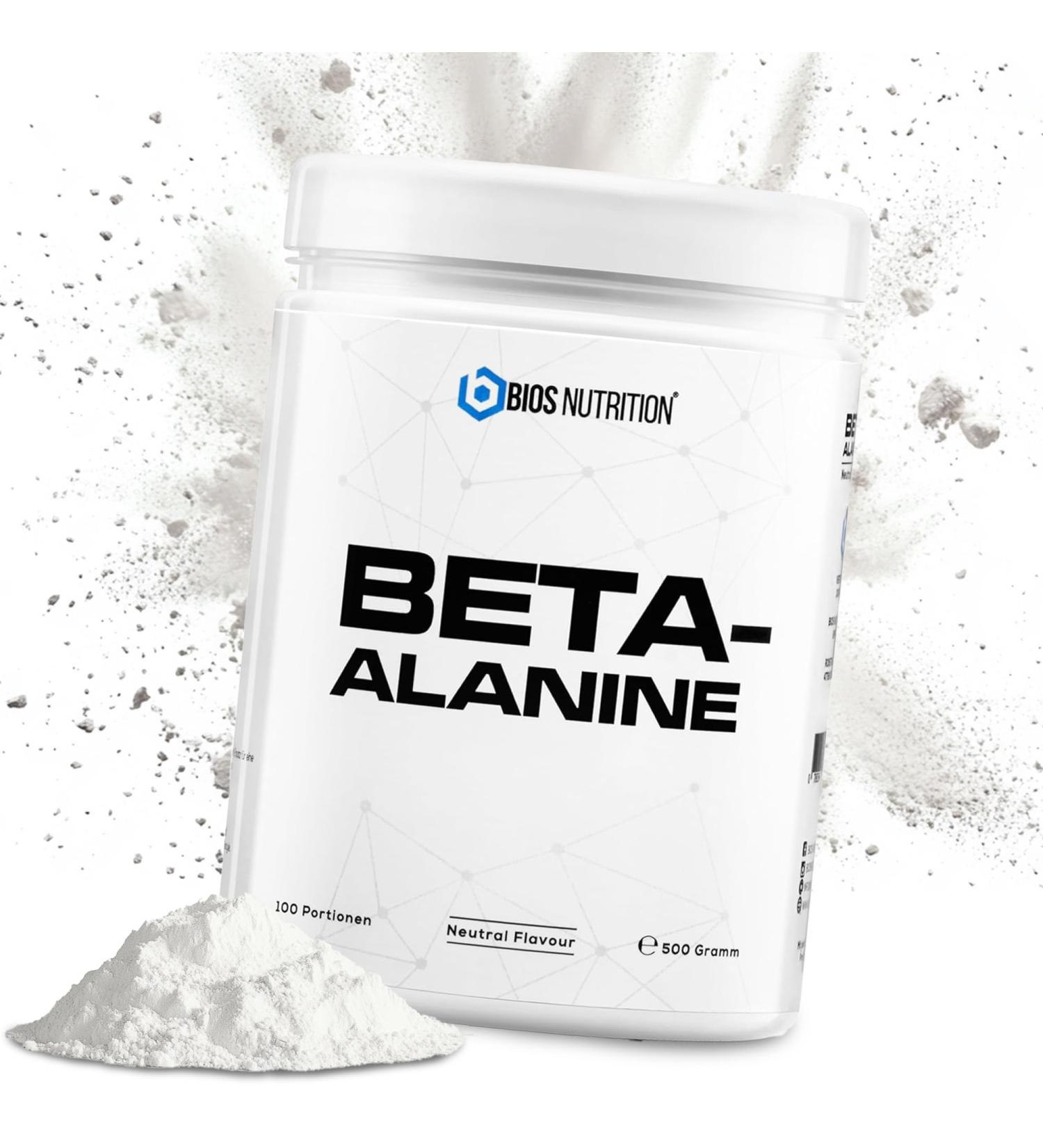 Beta Alanine Powder 500 g + 99% Purity Neutral Flavor Vegan Highly Dosed No Additives BIOS Nutrition (Made in Germany) - Buy Online on GoSupps.com