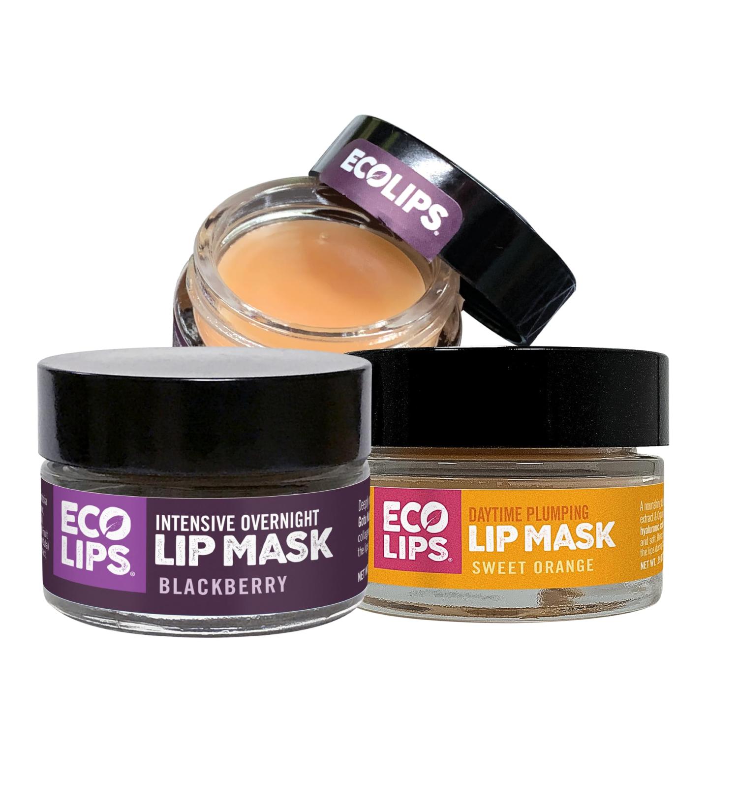 Eco Lips Daily Plumping Lip Mask with Hyaluronic Acid + Overnight Intensive Lip Mask with Gotu Kola 2-pack by Eco Lips 100% Natural. Made in USA Daytime & Overnight Masks - Buy Online on GoSupps.com