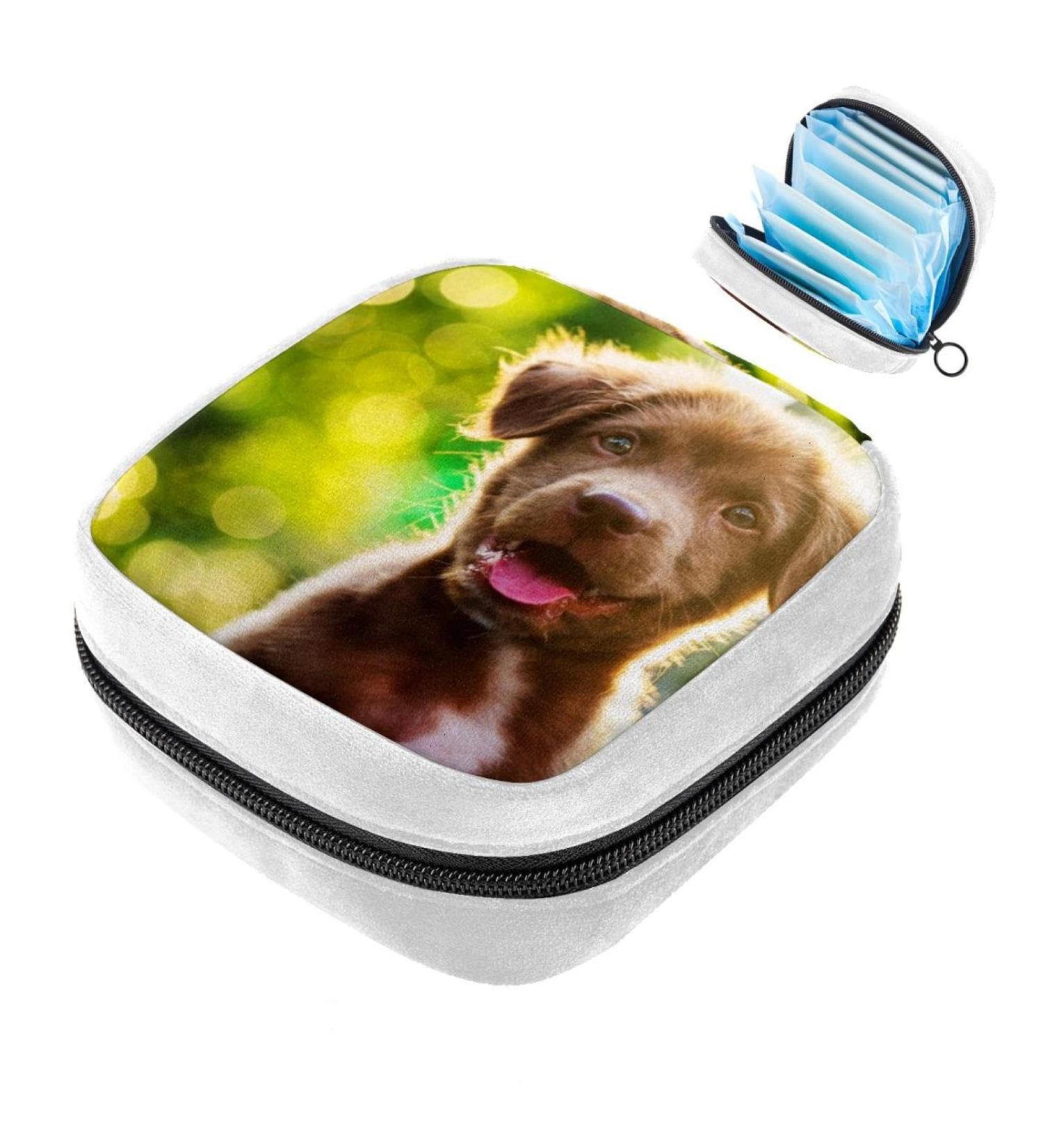 Brown Labrador Dog Sanitary Napkin Storage Bag | Period Tampon Makeup Pad Pouch - Color2233 - Buy Online on GoSupps.com