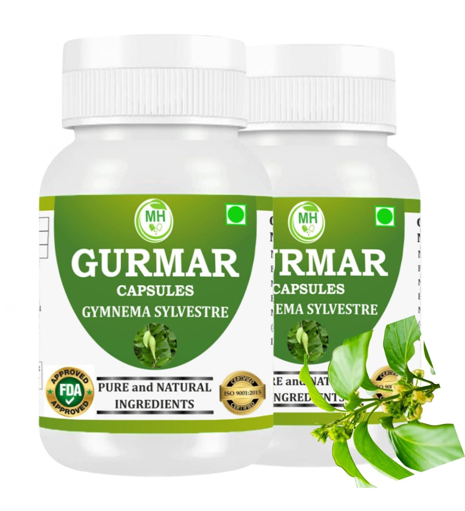 Morsan Healthcare Gurmar (Gymnema sylvestre) Capsules 500mg | 60 Vegan Capsules | Natural Himalayan Extract | Pure Herbal Supplement | Traditional Ayurvedic Herb | Plant-Based | Pack of 2 - Buy Online on GoSupps.com