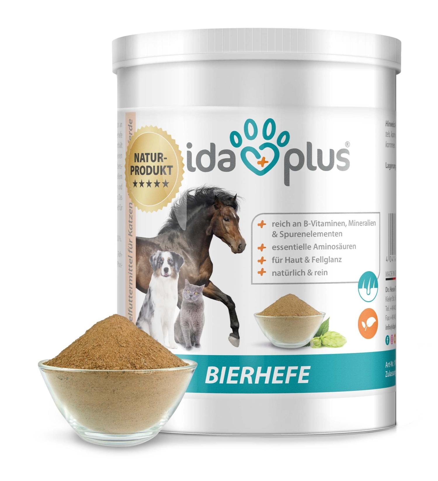 Ida Plus Beer Yeast Powder 500g - 100% Natural Dog Cat & Horse Supplement for Shiny Fur & Healthy Skin - Rich in B Vitamins & Minerals - Buy Online on GoSupps.com