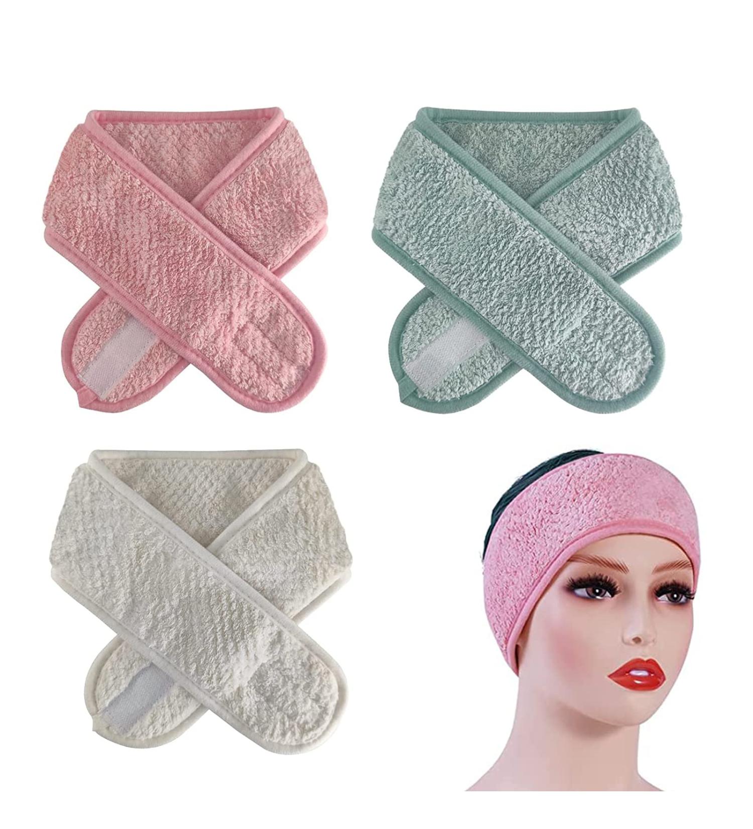 Microfiber Hair Band Set for Cosmetics & Hair Protection | Washable Terry Headbands with Velcro | 3 Pack for Makeup Yoga & Sports - Buy Online on GoSupps.com