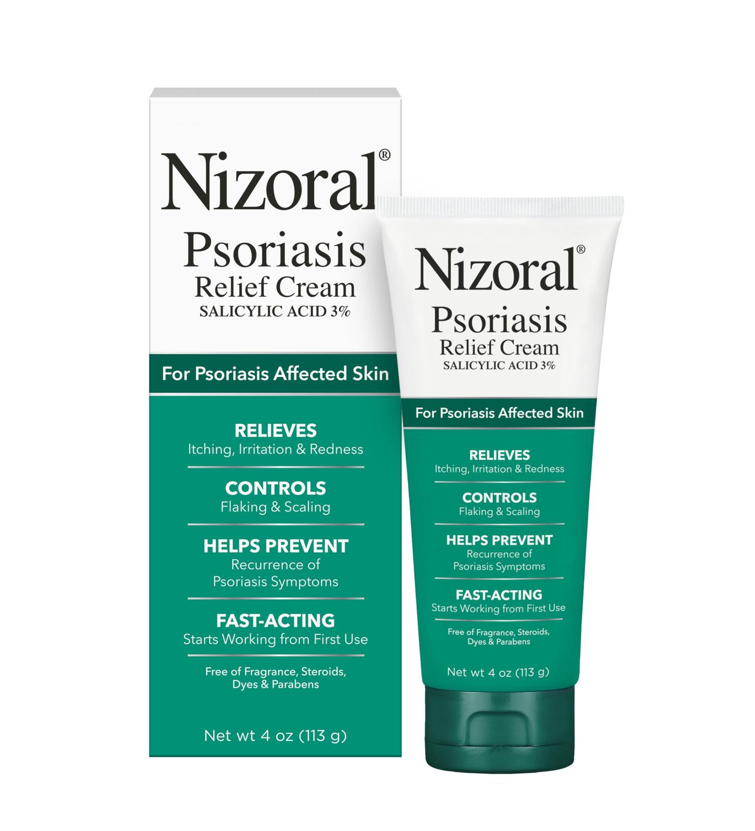 Nizoral Psoriasis Relief Cream- Relieves Itching Irritation & Redness and Controls Flaking and Scaling with Maximum Strength Medicine (Salicylic Acid 3%) 4 Fl Oz 4 Fl Oz (Pack of 1) - Buy Online on GoSupps.com