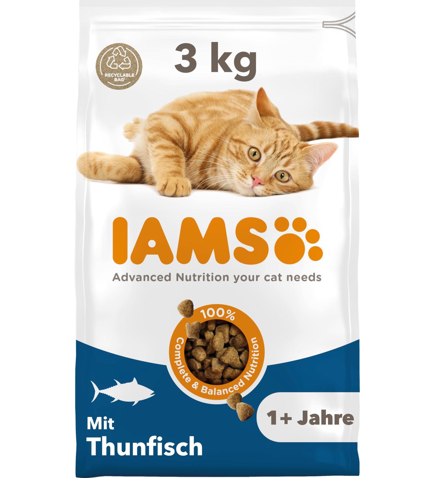 IAMS Dry Cat Food with Tuna - Nutritious 3kg Formula for Cats Aged 1-6 Years - International Shipping - Buy Online on GoSupps.com