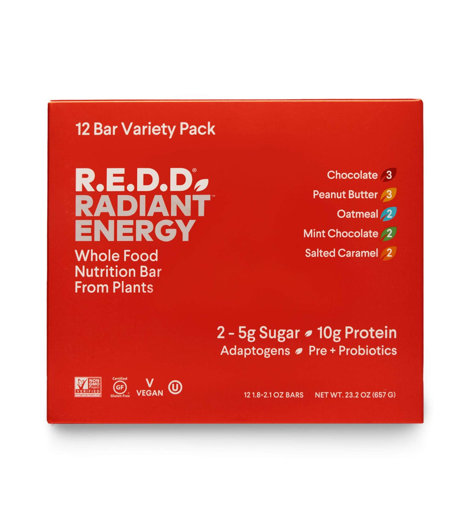 R.E.D.D. Vegan Protein Bar Variety Pack - 12 Bars | Plant-Based, Low Sugar, Gluten-Free, Dairy-Free, High Fiber, Probiotic Snack - Buy Online on GoSupps.com