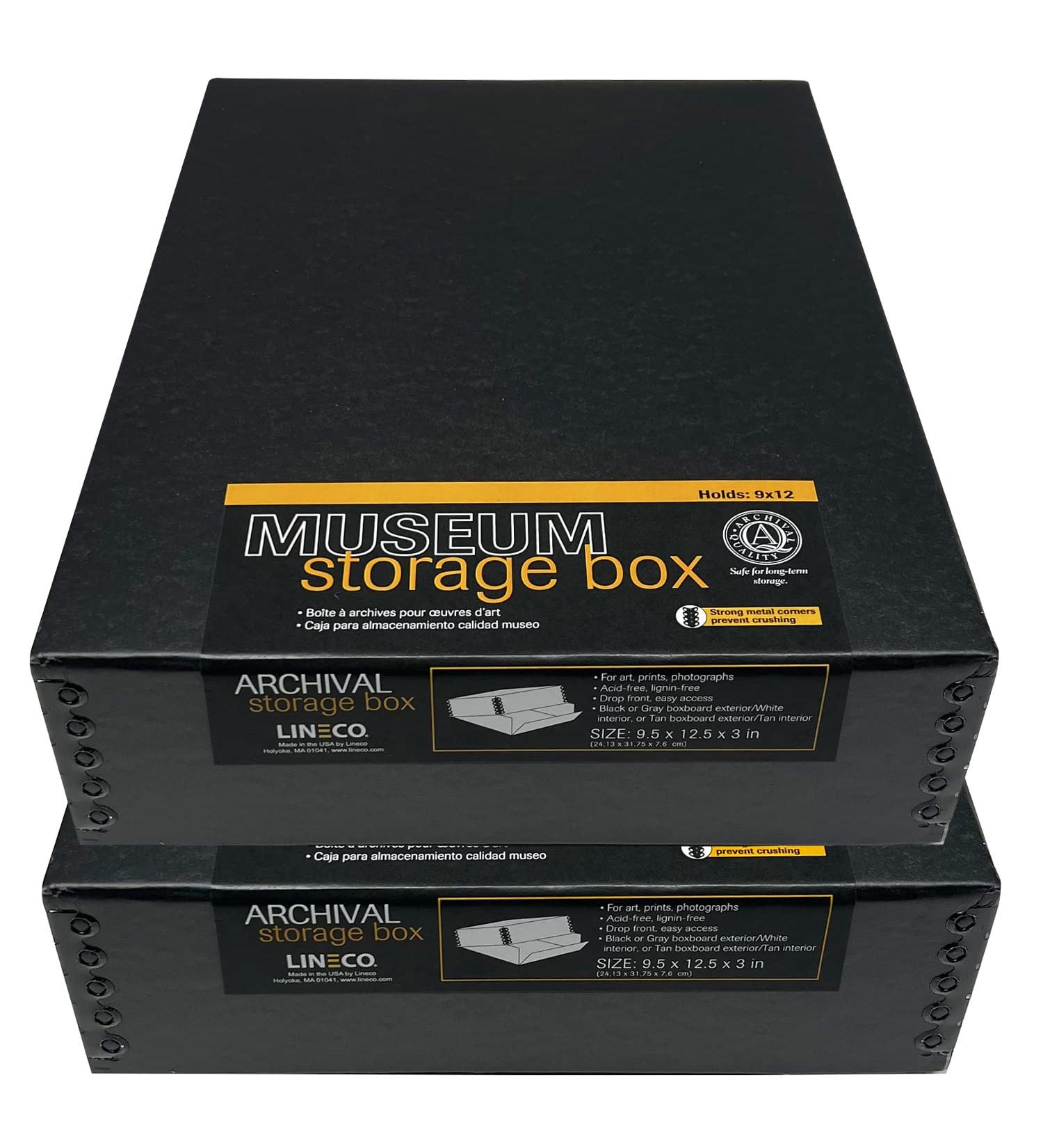 Lineco 9x12 Black Museum Archival Storage Box, Acid-Free, Metal Edge - 2 Pack. Protect Photos, Documents, Crafts - Classic Black - Buy Online on GoSupps.com