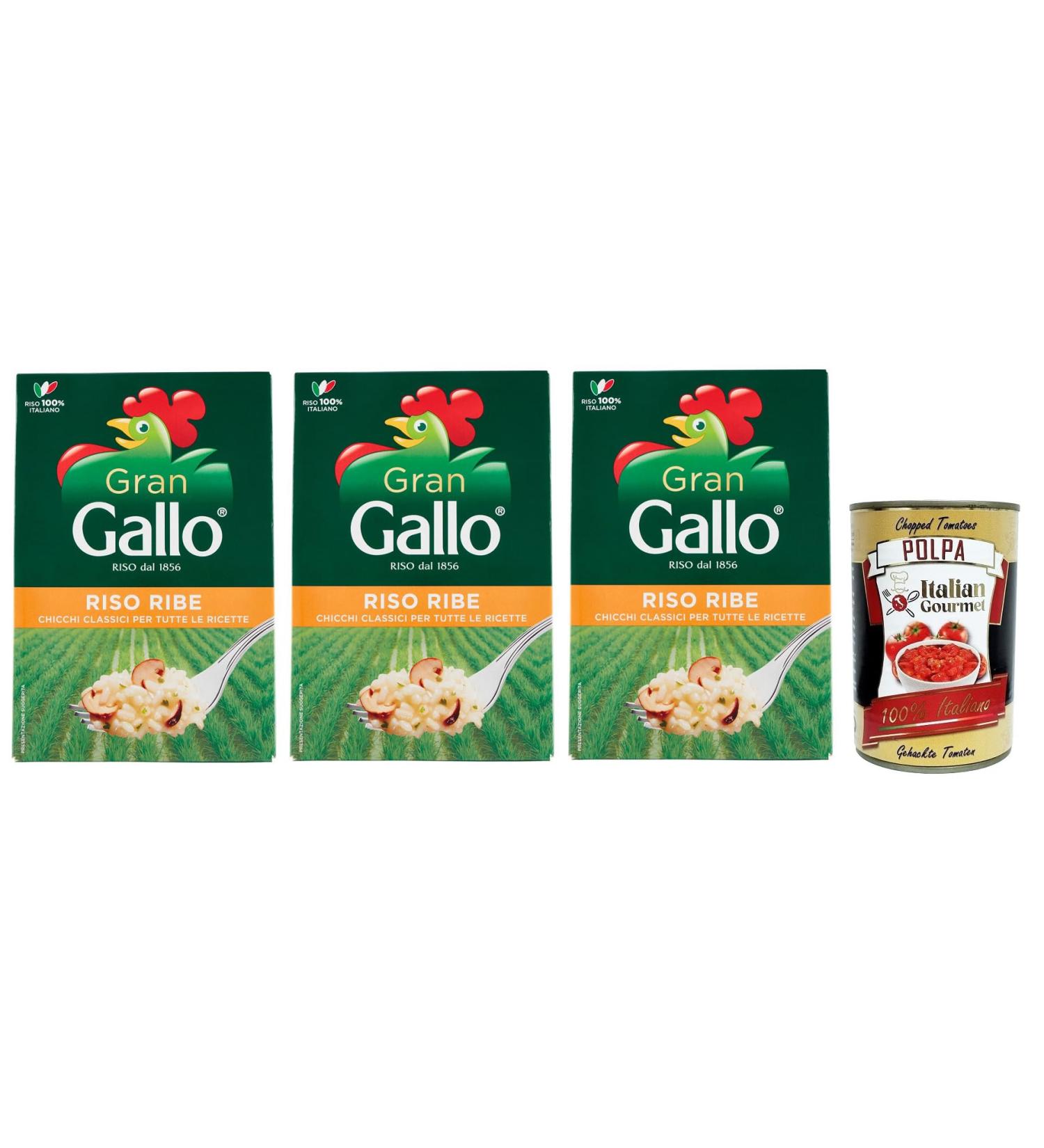  Italian Gourmet E.R. Gran Gallo Riso Ribe - 100% Italian Rice - Ideal for any type of recipe - Cooking time 15 minutes - 500g pack + 400g box - Buy Online on GoSupps.com