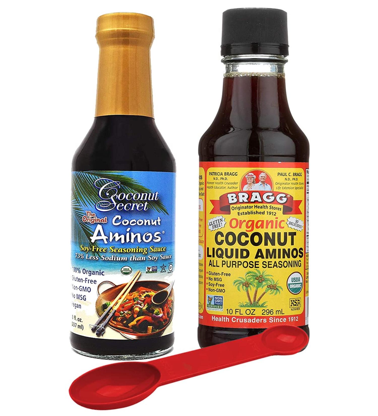 Organic Coconut Liquid Aminos Saver Package - Bragg & Coconut Secret 10oz + 8oz with Bonus Measuring Spoon - Buy Online on GoSupps.com