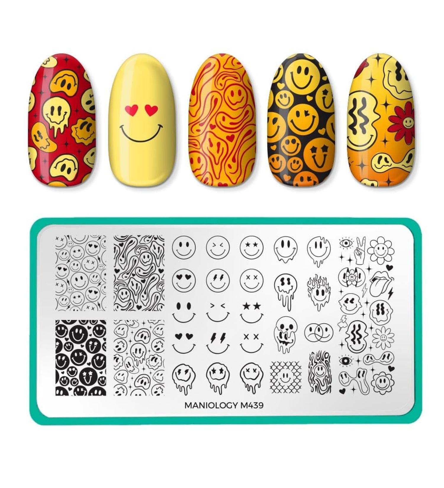 Maniology Happy Face Nails Stamping Plate | Emoji-Inspired Nail Art for DIY Manicure - Buy Online on GoSupps.com