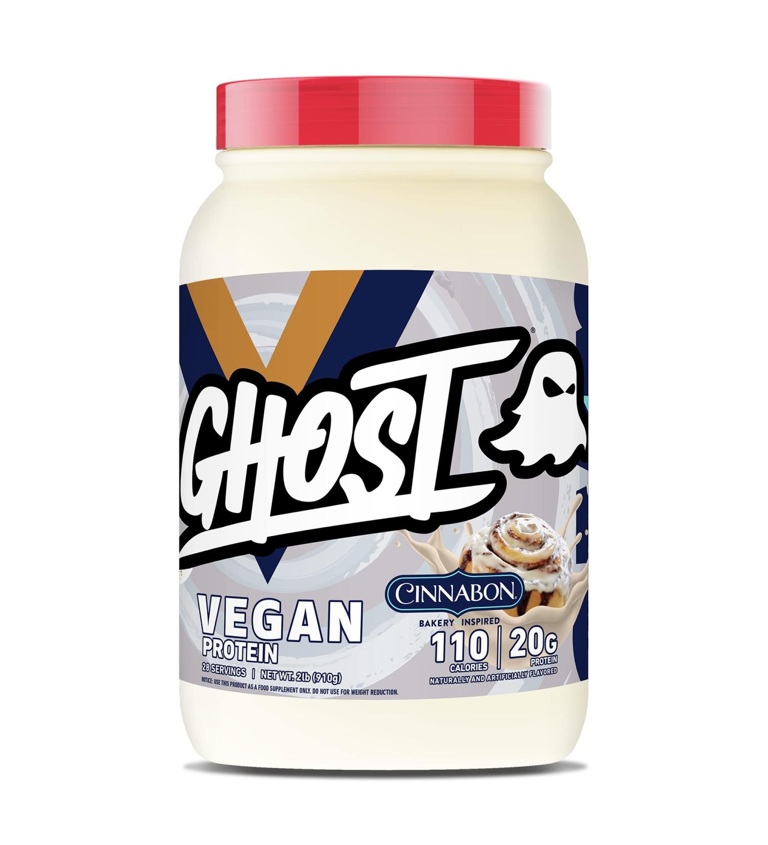 GHOST Vegan Protein Powder Cinnabon - 2lb 20g of Protein - Plant-Based Pea & Organic Pumpkin Protein - Post Workout & Nutrition Shakes Smoothies & Baking - Soy & Gluten-Free - Buy Online on GoSupps.com