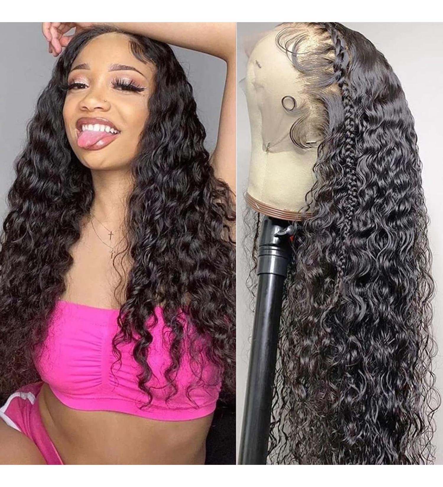 30 Inch Water Wave Lace Front Wig Human Hair 13x4 | 180% Density Wet & Wavy Pre Plucked Wig for Black Women - Buy Online on GoSupps.com