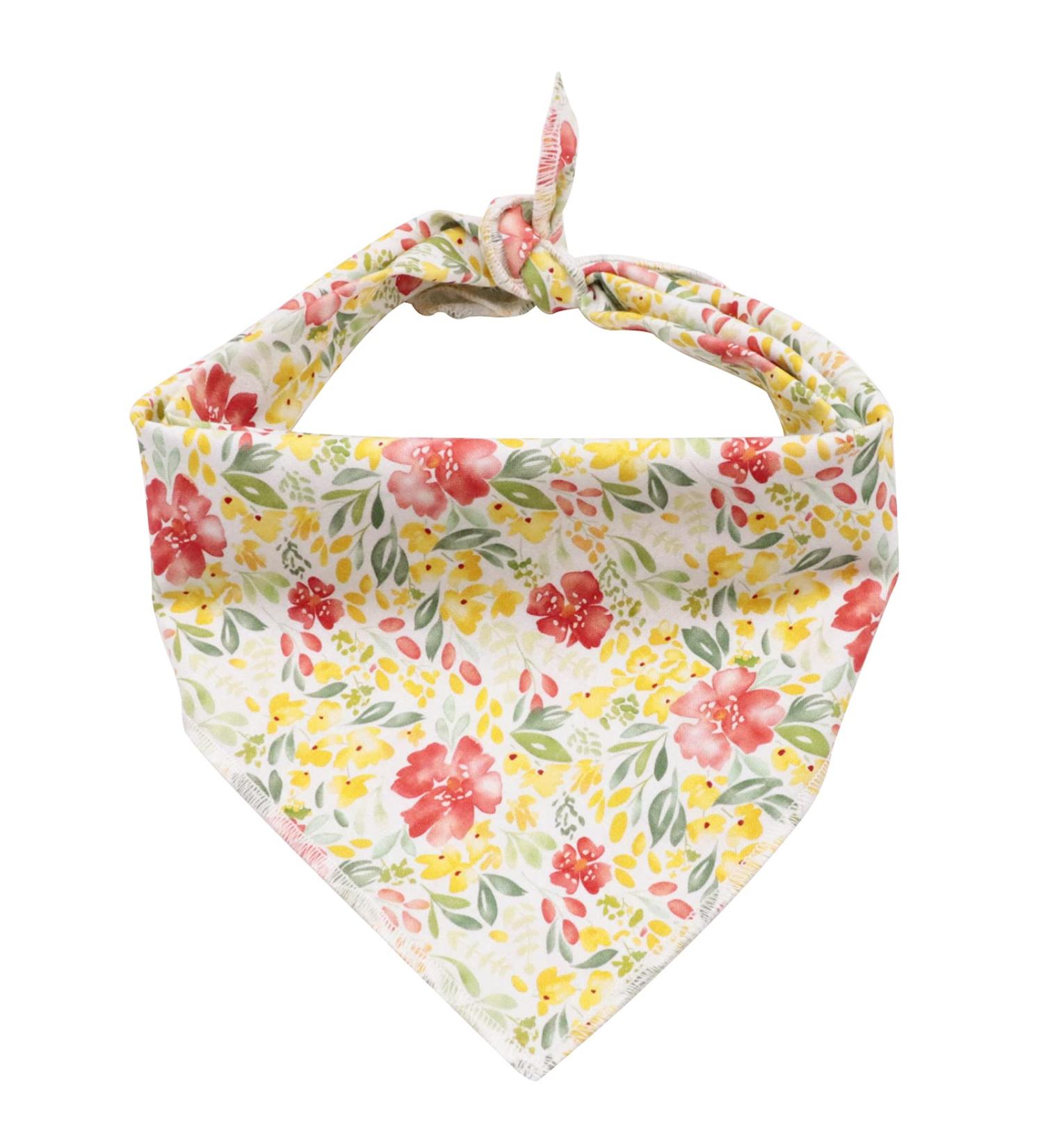 Lionet Paws Dog Bandana - Triangular Scarf for All Dog Sizes (Yellow Flower) - Stylish & Durable Headscarf for Pets - Buy Online on GoSupps.com