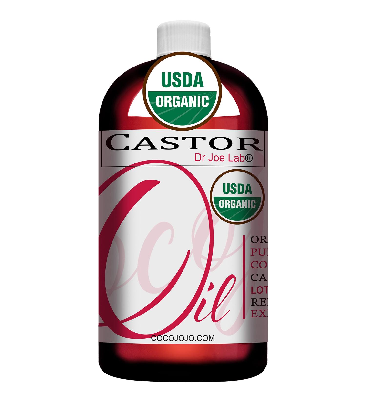 Organic Castor Oil 32 oz - 100% Pure USDA Certified, Hexane-Free, Non-GMO Carrier Oil for Hair, Skin, Face, Body, Nails, Lashes, and Eyebrows - Buy Online on GoSupps.com