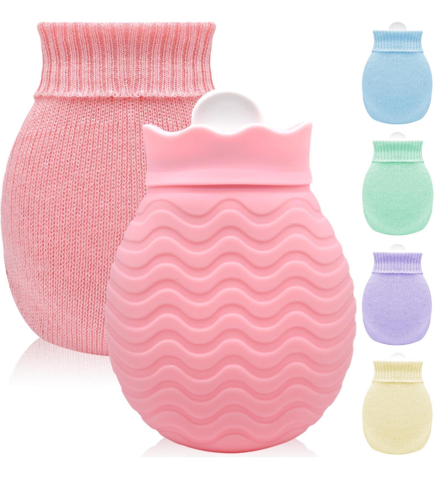 Mini Silicone Hot Bottle 320ml - Small Heat Bottle with Cover for Pain Relief & Warm Compress - Ideal for Menstrual Complaints Hand & Foot Warmers - Pink - Buy Online on GoSupps.com