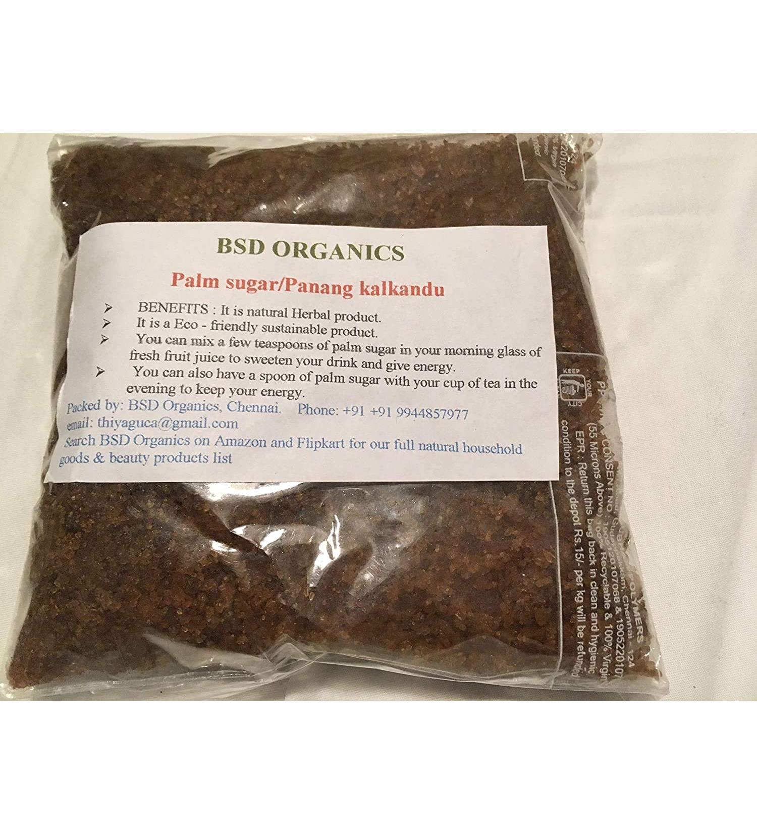 BSD Organics Natural Palm sugar/Panang kalkandu/taad ke cheenee/T e sakkare/Kalkandu -100 Gram / 3.5 Ounce