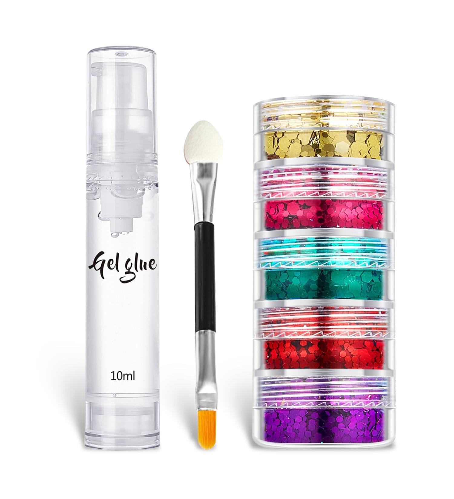 Beliky Girl Holographic glitter gloss for face and body 5 colors for face body eyes hair with a double brush and a gel bottle - Buy Online on GoSupps.com