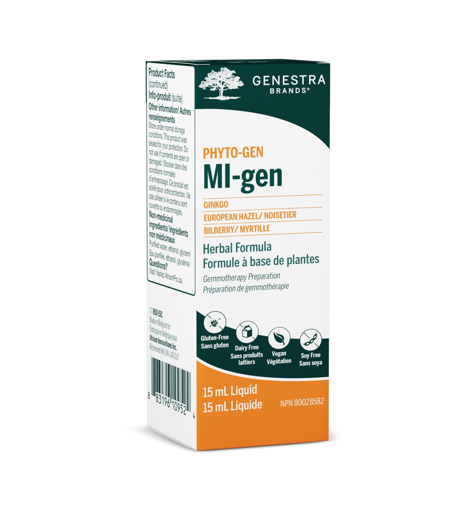 Genestra Brands - MI-gen - Gingko European Hazel and Bilberry Herbal Supplement - 15 ml Liquid - Buy Online on GoSupps.com