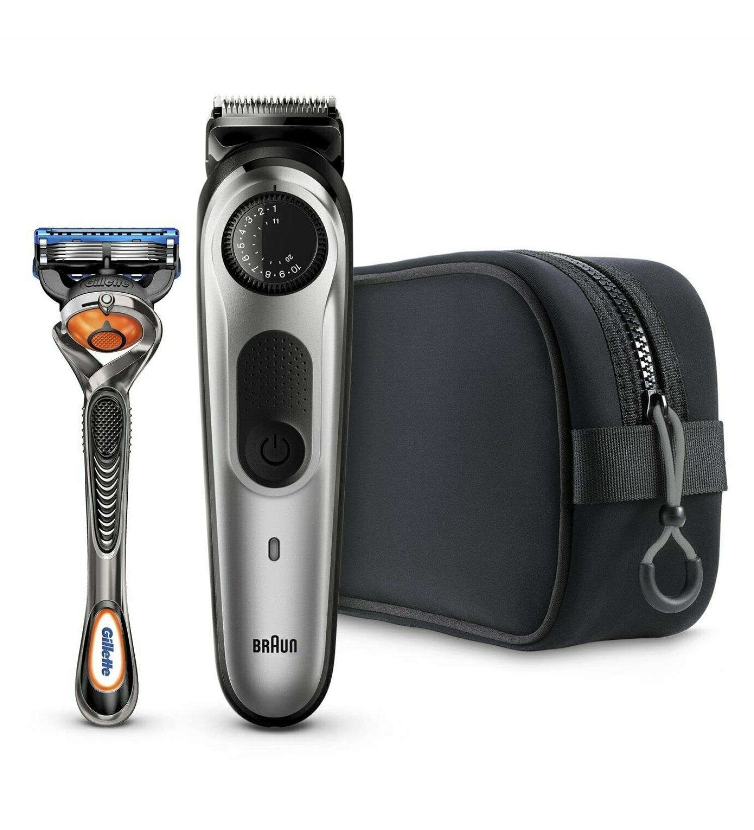 Braun Beard Trimmer BT5960 | Cordless Hair Clippers for Men | 7-Piece Set with Detail Trimmer Gillette ProGlide Razor & Travel Bag - Silver/Black Gray - Buy Online on GoSupps.com