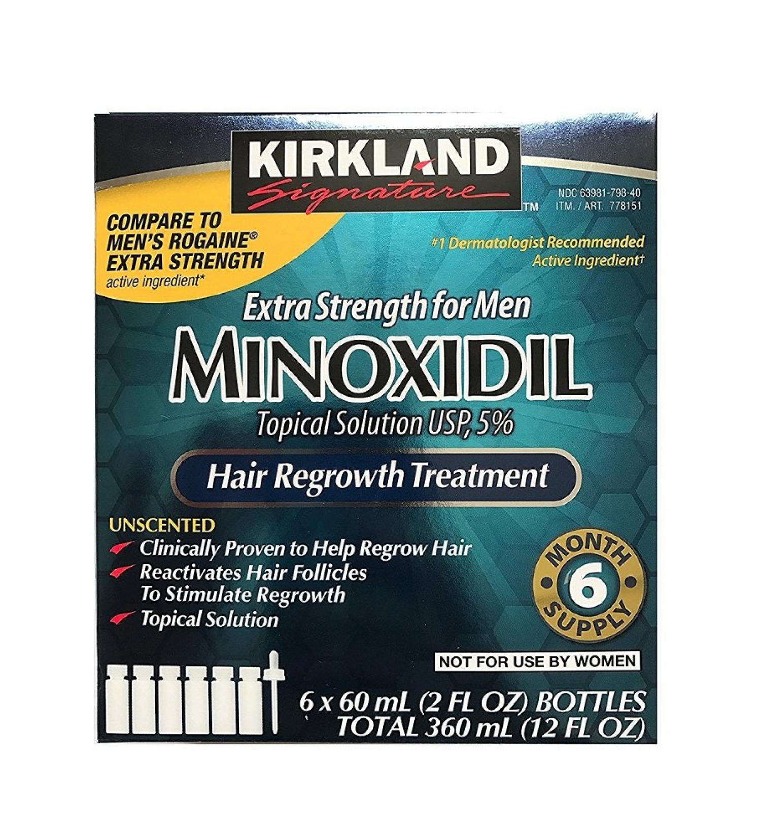 Kirkland Minoxidil 5 percent Extra Strength Hair Regrowth for Men 2 Fl Oz (Pack of 12)