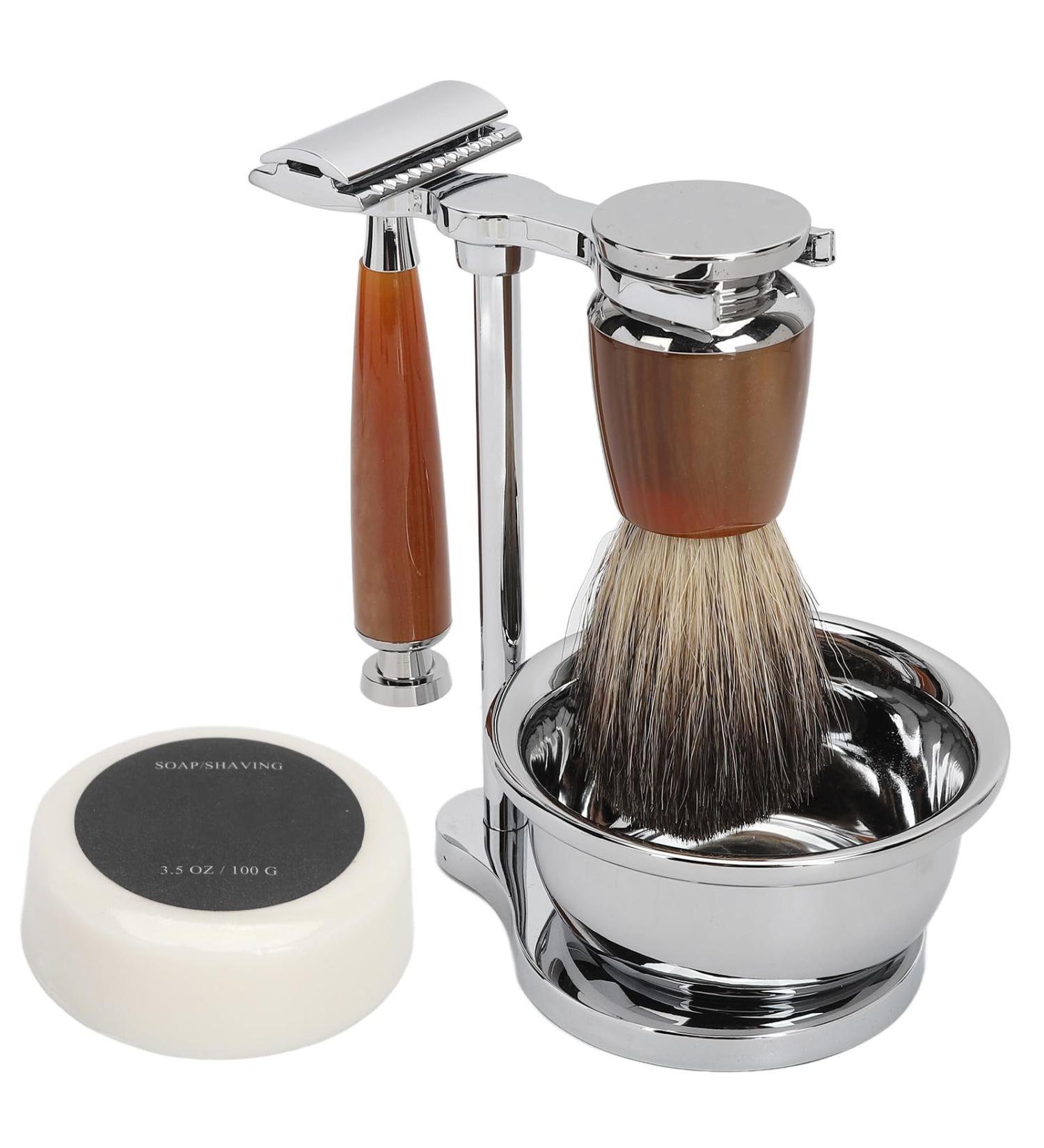 Premium Shaving Brush Set for Men | Complete Beard Care Set with Cream Soap & Razor - Perfect for Wet Shaving - Buy Online on GoSupps.com