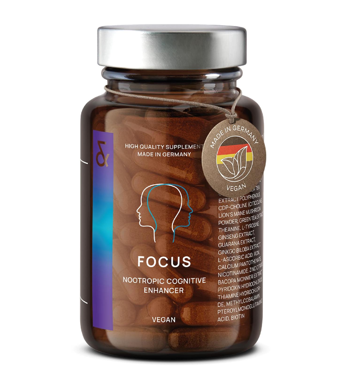CLAV Nootropics No. 4 Focus Brain Booster Supplement Improves Memory and Concentration with Citicoline + Ginko Biloba + Bacopa Brahmi - 60 Vegan Capsules - Buy Online on GoSupps.com