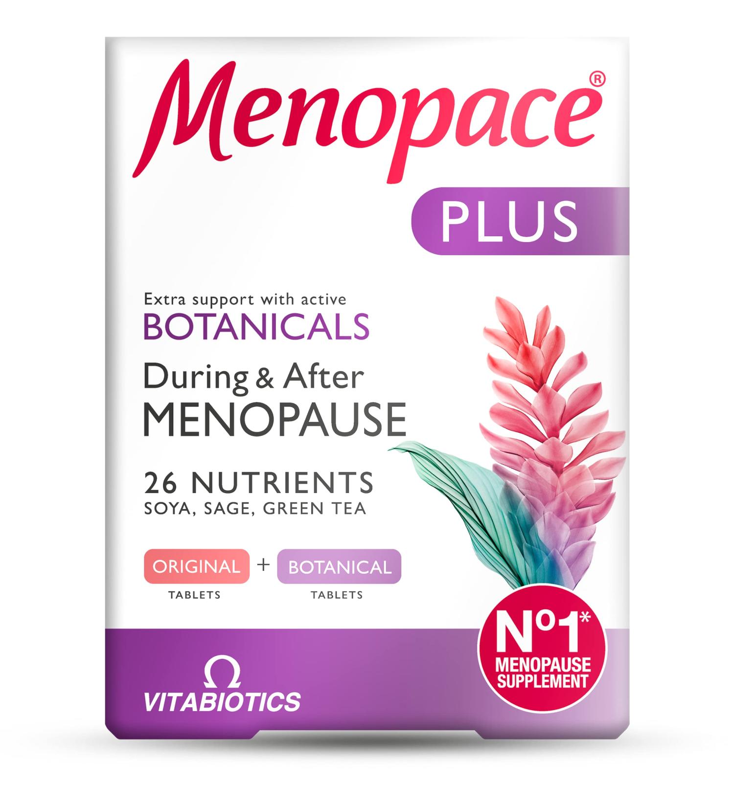 Vitabiotics Menopace Plus Active Botanical 56 Tablets - Hormone Balance & Menopause Support - Buy Online on GoSupps.com
