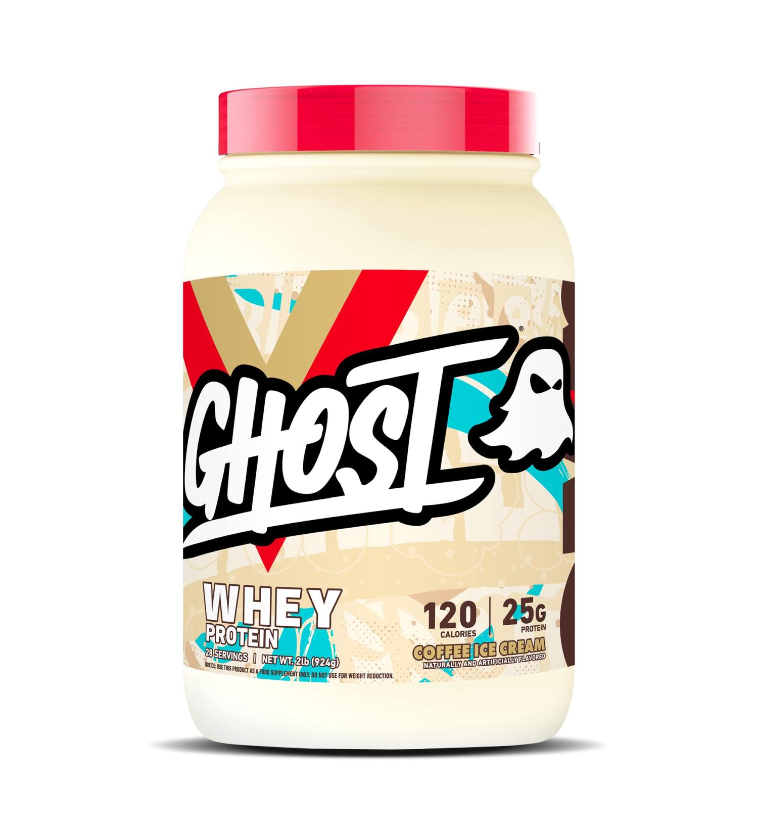 GHOST WHEY Protein Powder Coffee Ice Cream 2lb - 25g Protein Blend for Fitness - Post Workout Shakes, Smoothies, Baking - Soy & Gluten-Free - Buy Online on GoSupps.com