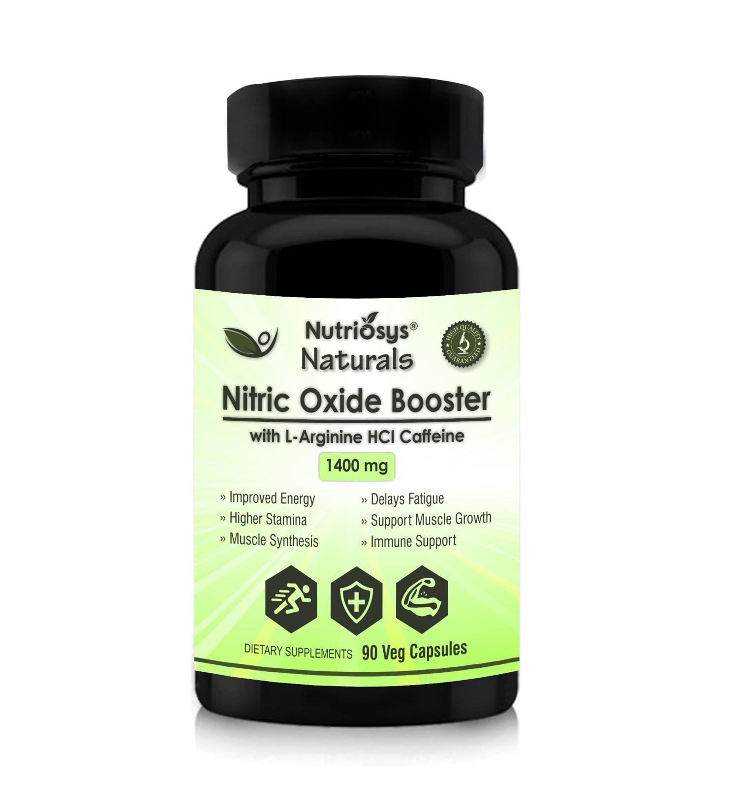 Naturals Nitric Oxide 1400mg Pre Workout L-Arginine L-Citrulline Caffeine | Boost Muscle Growth Stamina & Energy | 90 Veg Capsules - Buy Online on GoSupps.com