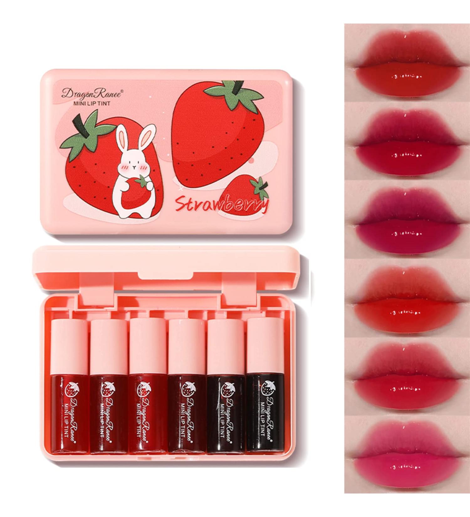 6 Colors Water Tint Lip Stain Set | Long-Lasting Plumping Mini Liquid Lipstick | Moisturizing Tinted Lip Stain for Women | Non-Sticky Daily Lip Makeup - Buy Online on GoSupps.com