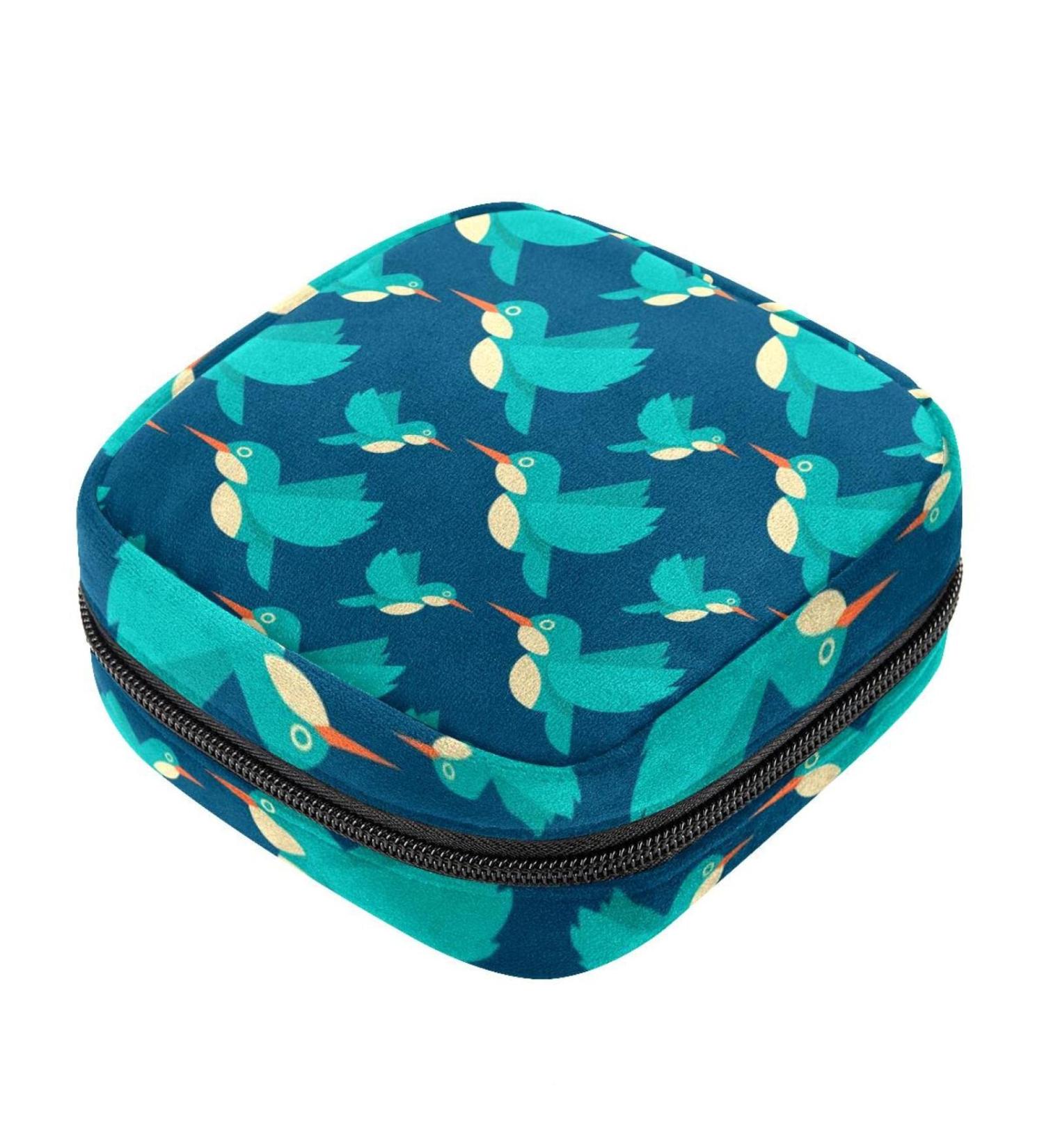 Menstrual Bag with Zipper for Women - Hummingbird Pattern | Ladies Napkin & Tampons Storage Solution - Buy Online on GoSupps.com