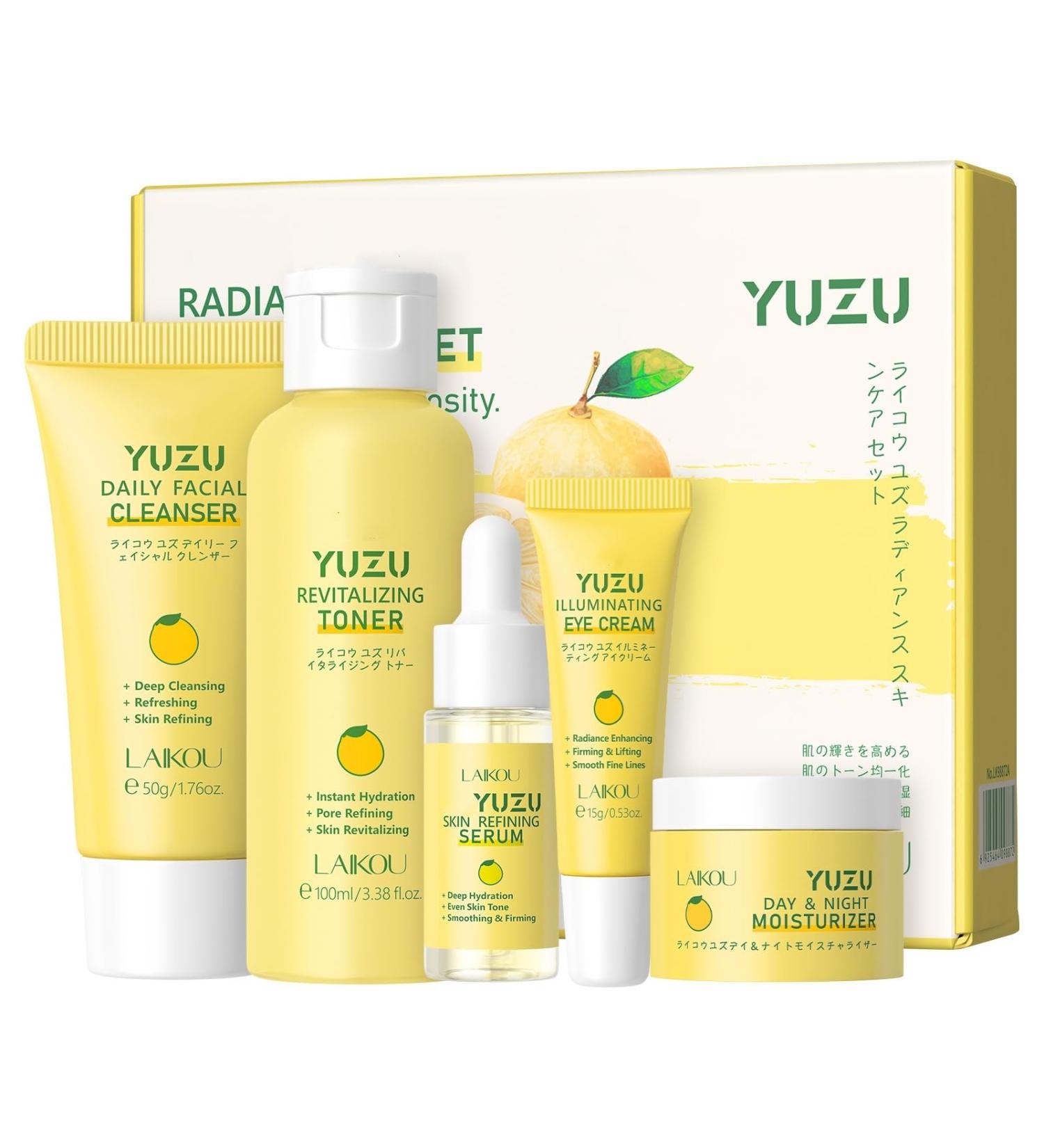 5Pcs Grapefruit Hydrating Skin Care Set for Teen Girls and Women Essential Moisturizing Skin Care Set Includes Facial Cleanser Toner Cream and Lotion - Buy Online on GoSupps.com