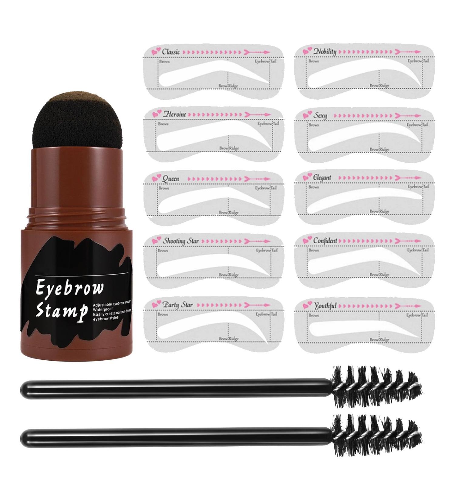 Eye Brows Stencil & Stamp Kit - Eyebrow Stencils For Older Women | 10PCS Brow Card with Brow Powder & 2pcs Brushes | Perfect Eye Brow Stencil Kits for Important Occasion Home Outdoor Beginners Gray - Buy Online on GoSupps.com