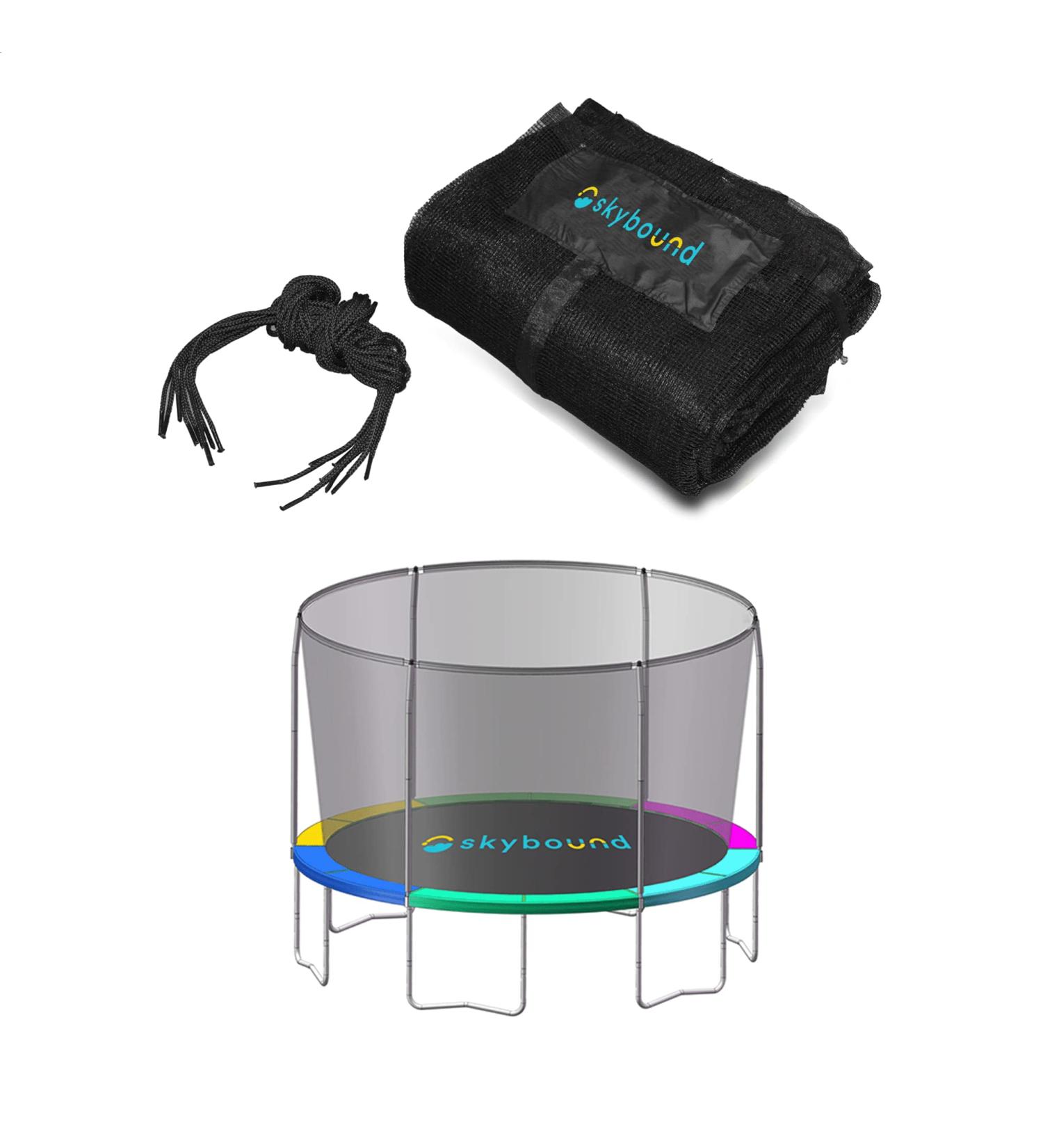SkyBound Bounce Pro/Sports Power 14ft Trampoline Net | Fits 6 Straight Curved Poles with Top Ring | Replacement Net Only - Buy Online on GoSupps.com