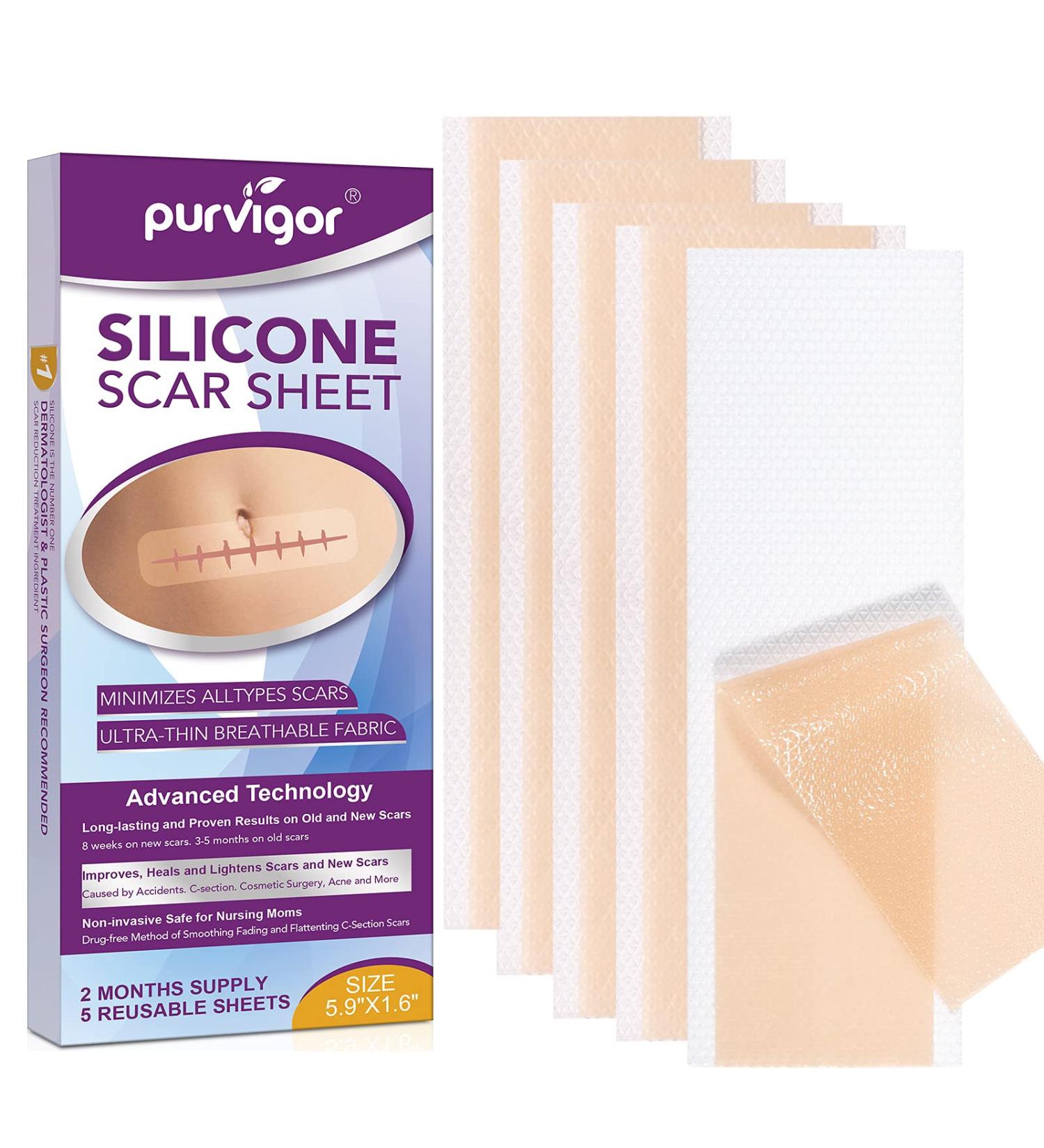 Silicone Scar Removal Sheets (Pack of 4) - 5.9 x 1.6 - Body, Surgical, Burn, Acne & Keloid Treatment - 2 Month Supply - Buy Online on GoSupps.com