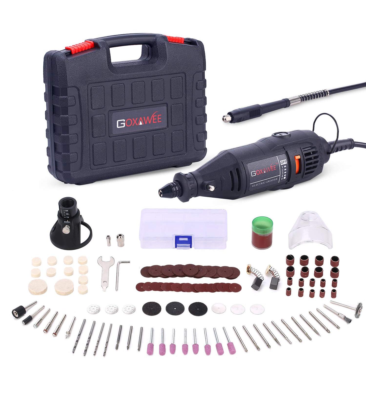 Rotary Tool Kit GOXAWEE 130W Multi-Functional Mini Grinder Set with 140 Accessories (Keyless Chuck & Flex Shaft) Varible Speed Multi Tool for Craft Projects & DIY Creations - Buy Online on GoSupps.com