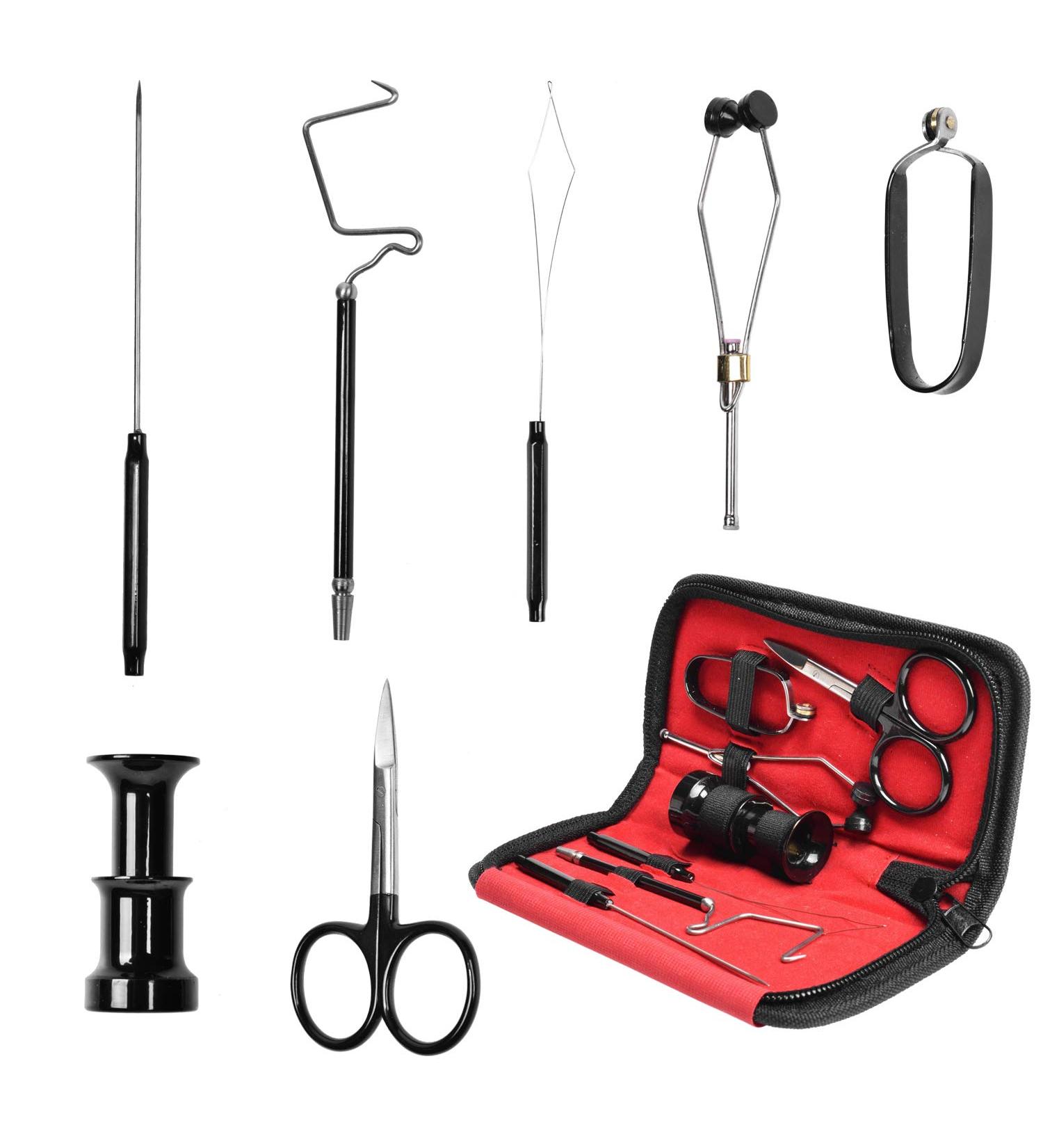 SF Fly Fishing Tying Tools Kit - 7 Pcs Gear Assortment for Bobbin, Threader, Scissors, Whip Finisher, Bodkin, Pliers & Hair Stacker - Buy Online on GoSupps.com