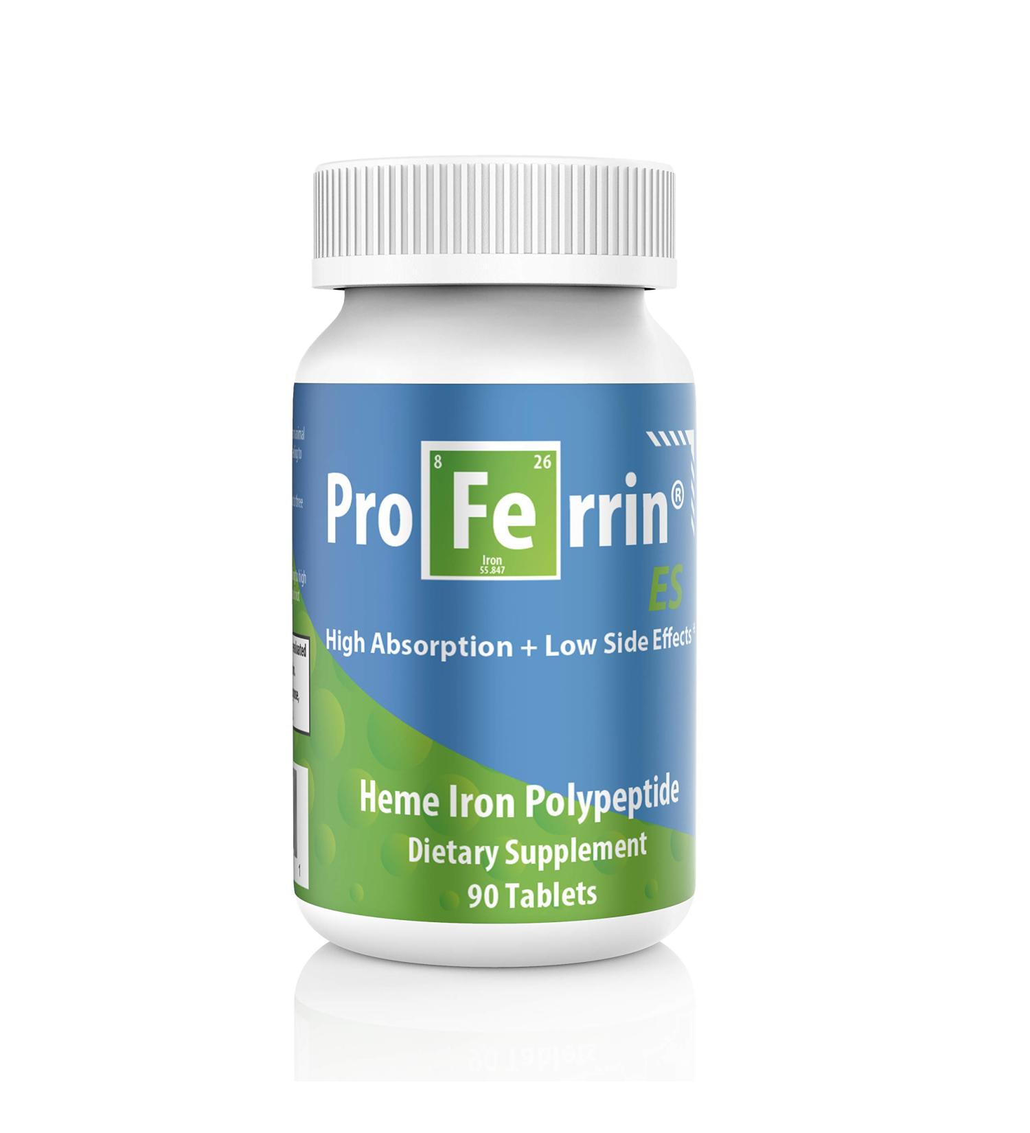 Proferrin ES Heme Iron Polypeptide Dietary Supplement Tablets - 90 Count Pack - Blue/Green | Essential Iron Support - Buy Online on GoSupps.com