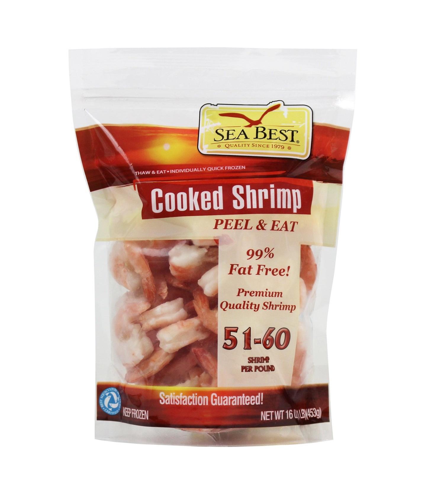 Sea Best 51/60 Cooked Peel and Eat Shrimp - 16oz | Fresh, Delicious Shrimp for Easy Enjoyment - Buy Online on GoSupps.com