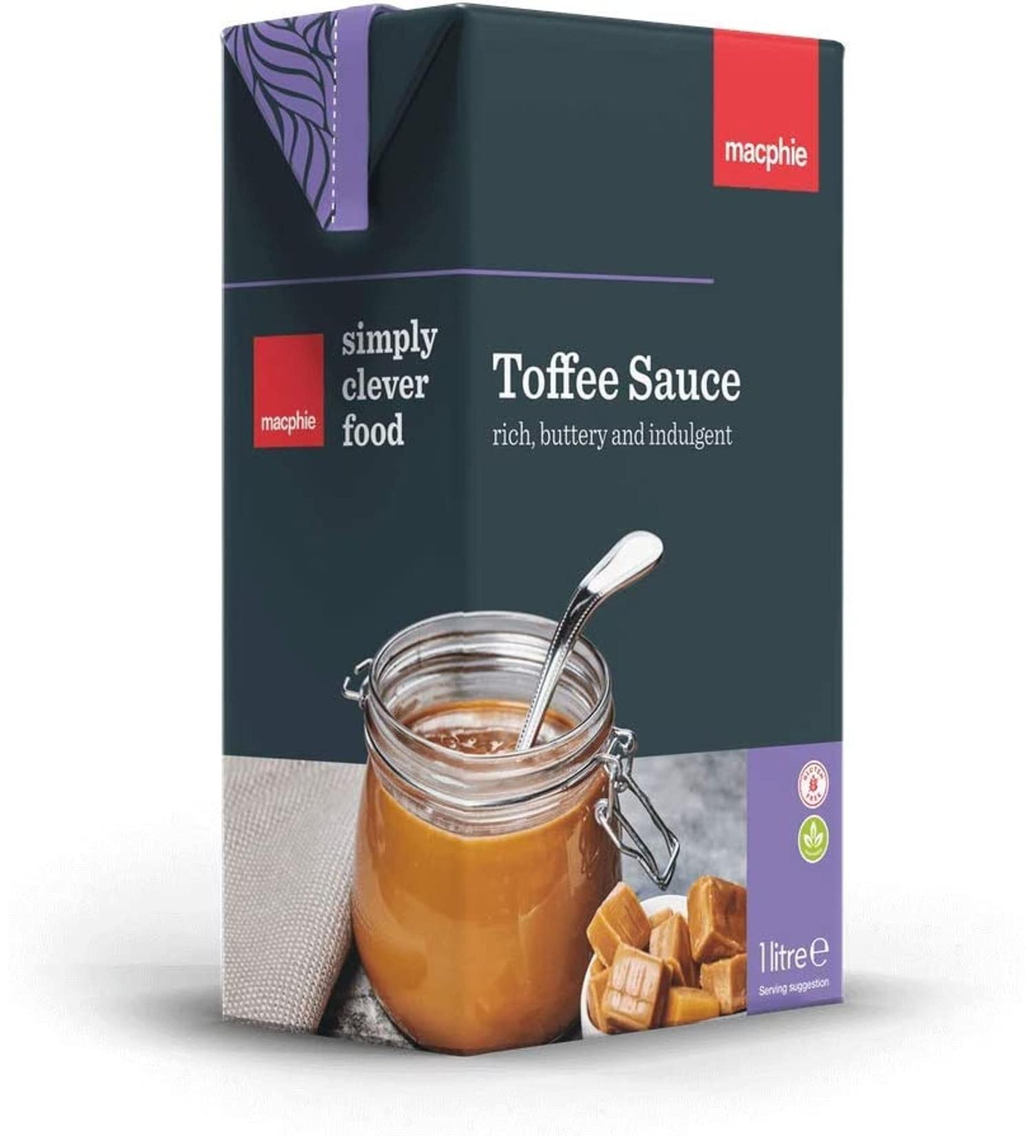 Macphie Toffee Sauce 1L. Ready to use straight from the pack or warm in a bain-marie or microwave