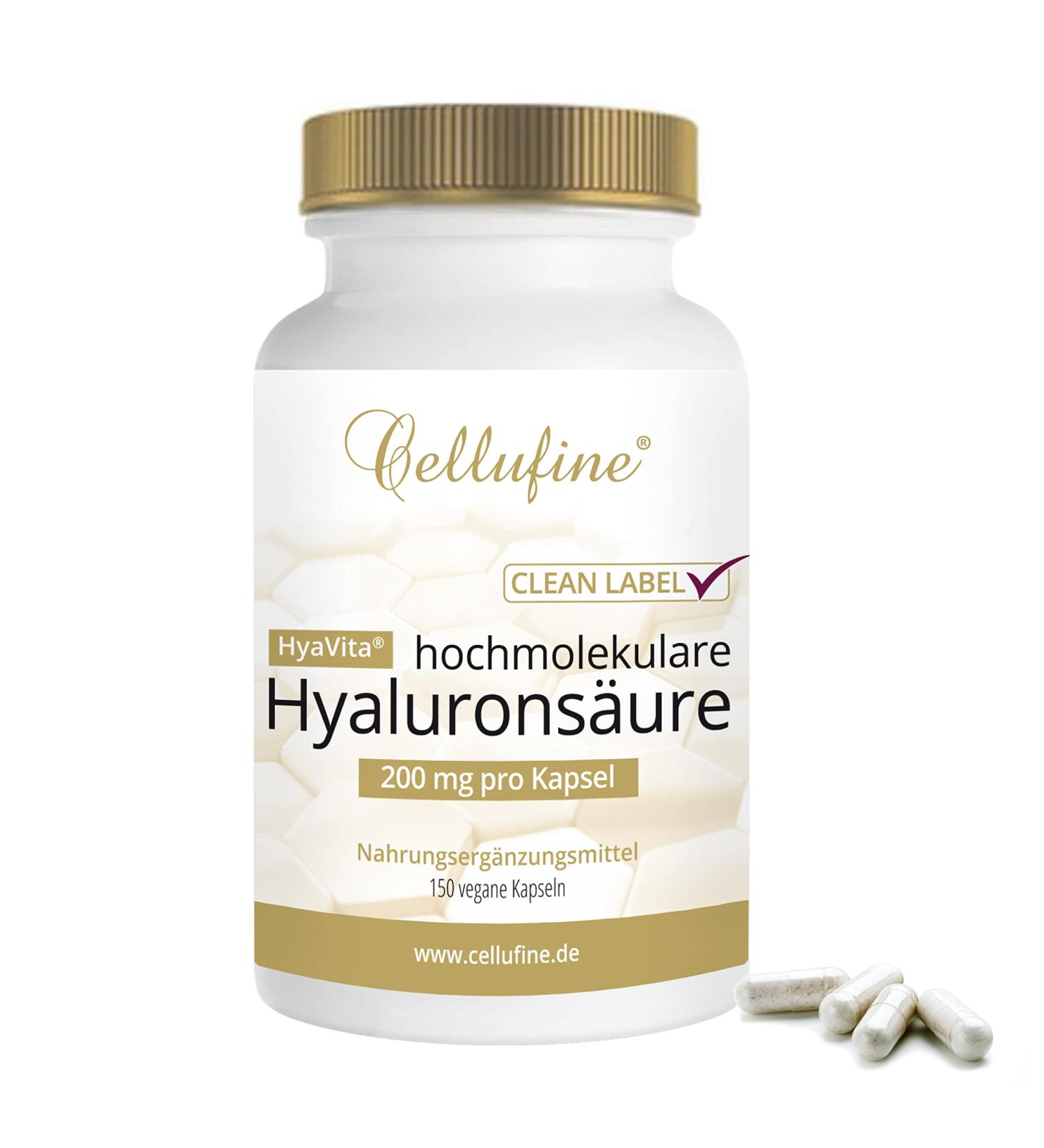 Cellufine Hyavita Hyaluronic Acid 150 Capsules - High-Dose Gluten-Free Vegan Supplement for Skin Hydration & Youthful Glow - Buy Online on GoSupps.com