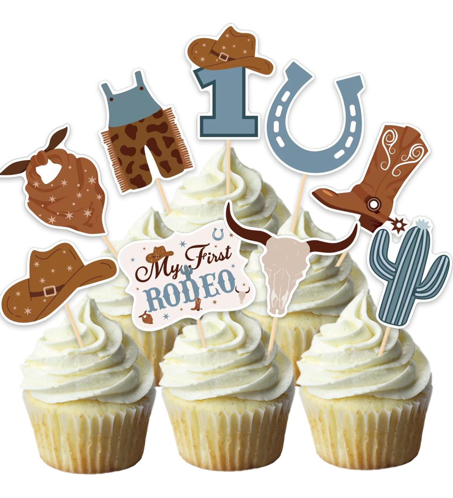 First Rodeo Birthday Party Cupcake toppers - NO DIY - Cowboy 1st Birthday Decorations Western Cowboy Party Decorations for Boy Cowboy Baby Shower Wild West Party Decoration - Buy Online on GoSupps.com