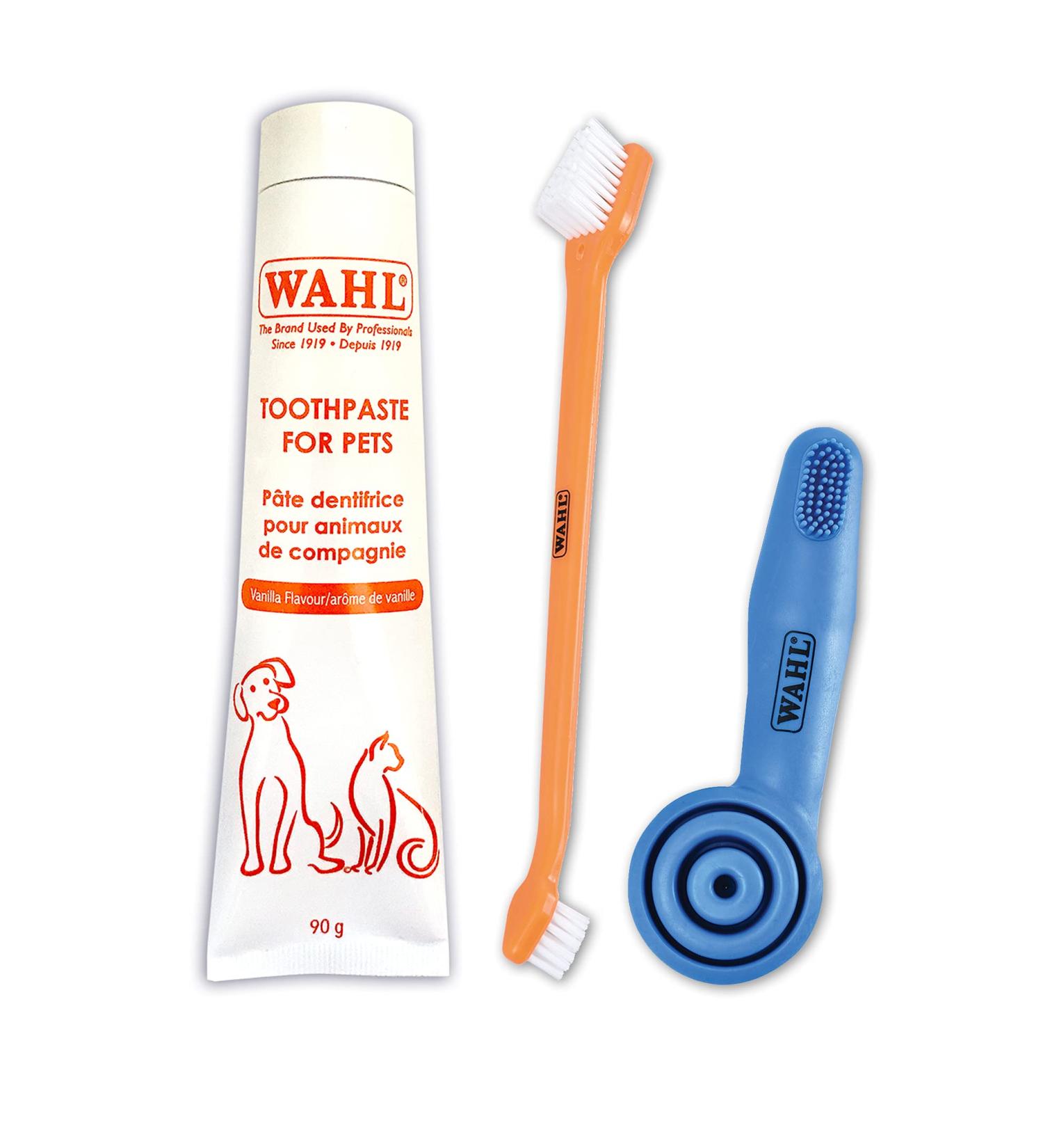 Wahl Canada 3-Piece Dental Cleaning Kit Dog Dental Teeth Care Easy Teeth Brushing Fast Teeth Brushing Toothbrush for Dogs - Model 59854 - Buy Online on GoSupps.com