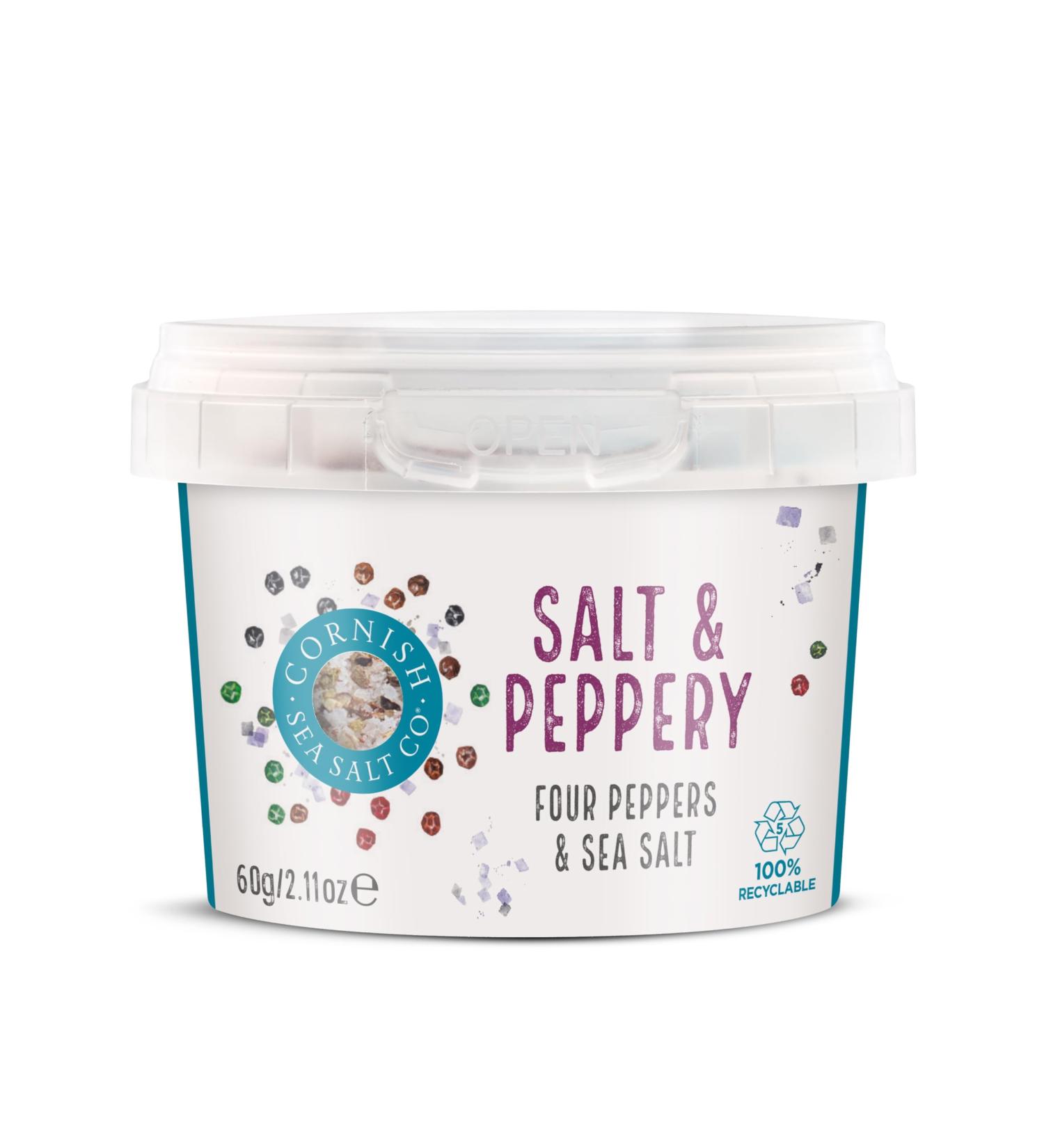 Cornish Sea Salt Tub (4 Pack Salt & Peppery 60g) - Buy Online on GoSupps.com
