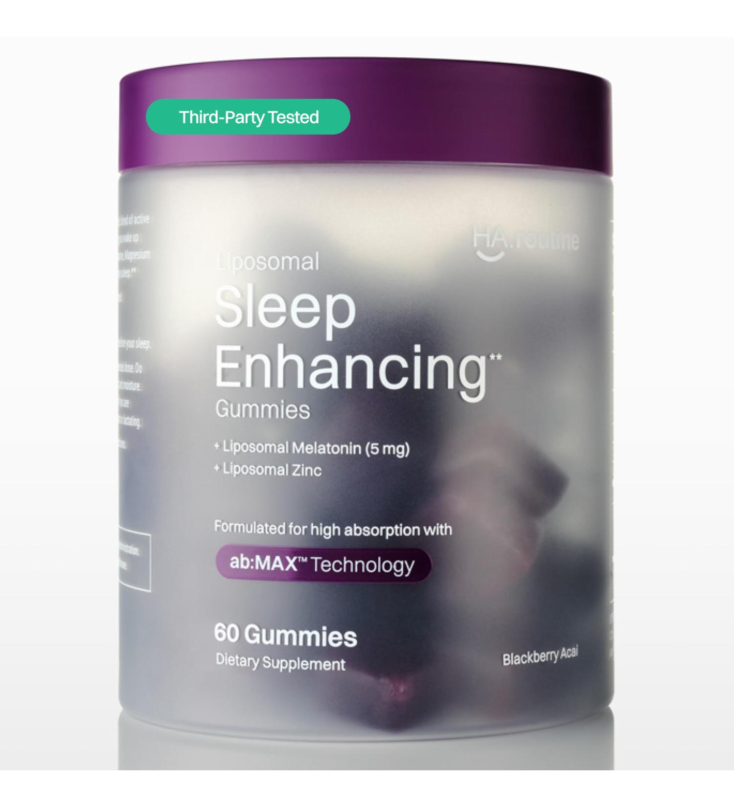 Haroutine Liposomal Sleep Enhancing Gummies, 5 mg Melatonin, 160 mg L-Theanine, 30 mg Magnesium, 4mg Zinc, Improved Sleep, Stress Reducing, Calming Supplement - 30 Servings, BlackBerry Acai Flavor