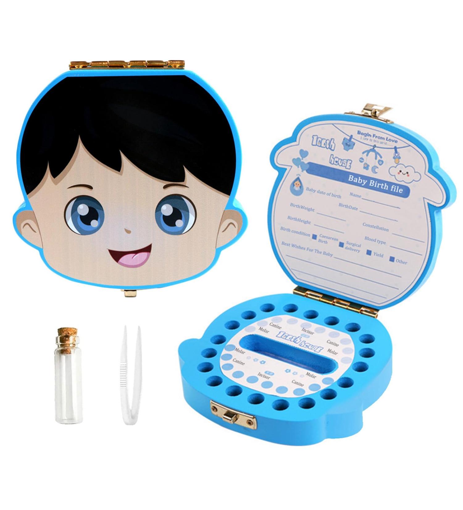 Lvjkes Tooth Box Baby Tooth Box Childrens Wooden Tooth Box Baby Tooth Box Keepsake Save Organizer for Baby Kids Boys and Girls Tooth Storage Box Souvenir Baby Teeth Save Box (Blue/Boy) - Buy Online on GoSupps.com