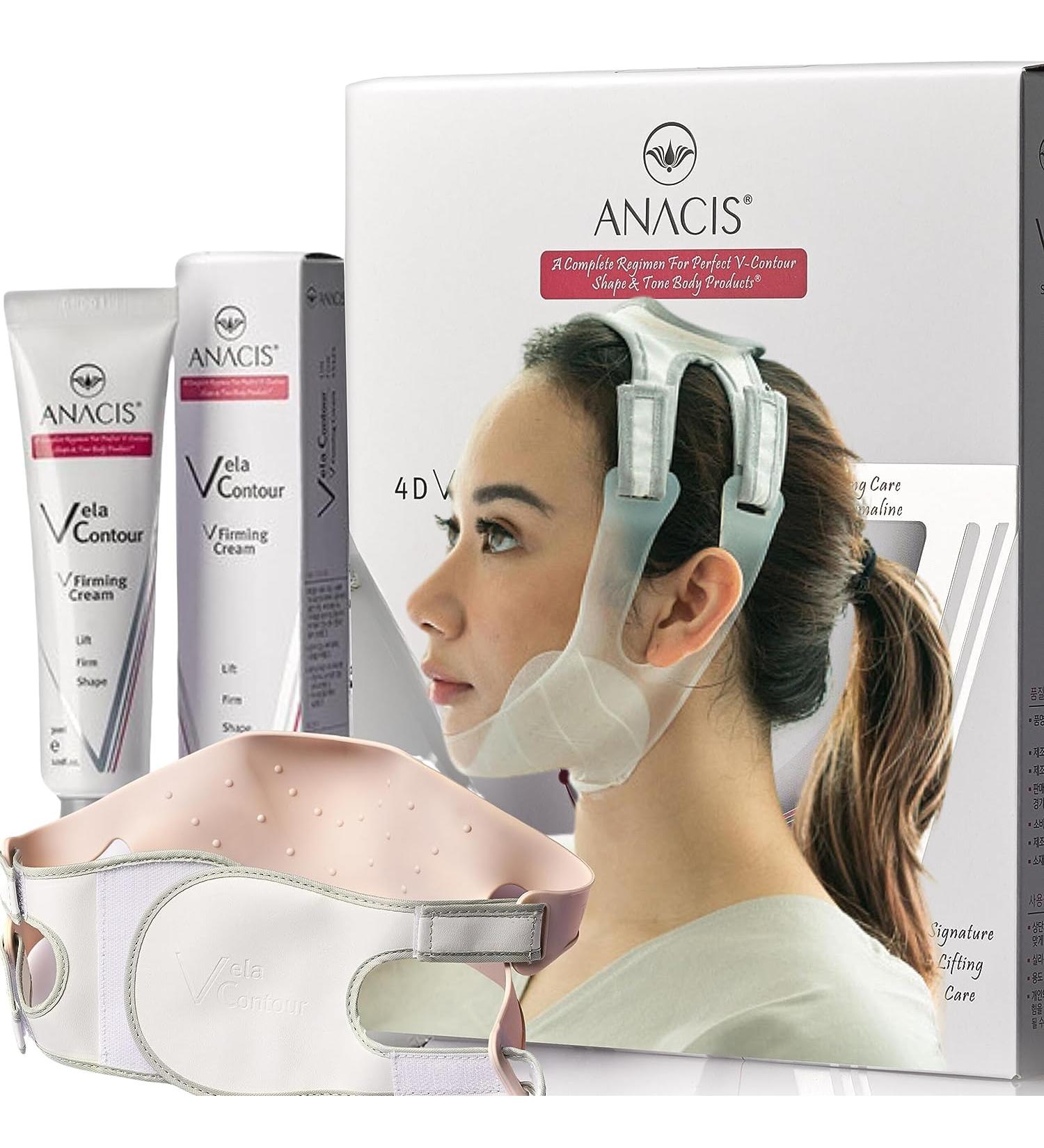 Face V-Line Chin Contouring Belt & Neck Line Cream - Five Face Masks for Sagging Neck & Chin - Ultimate V Line Contour Treatment Set - Buy Online on GoSupps.com