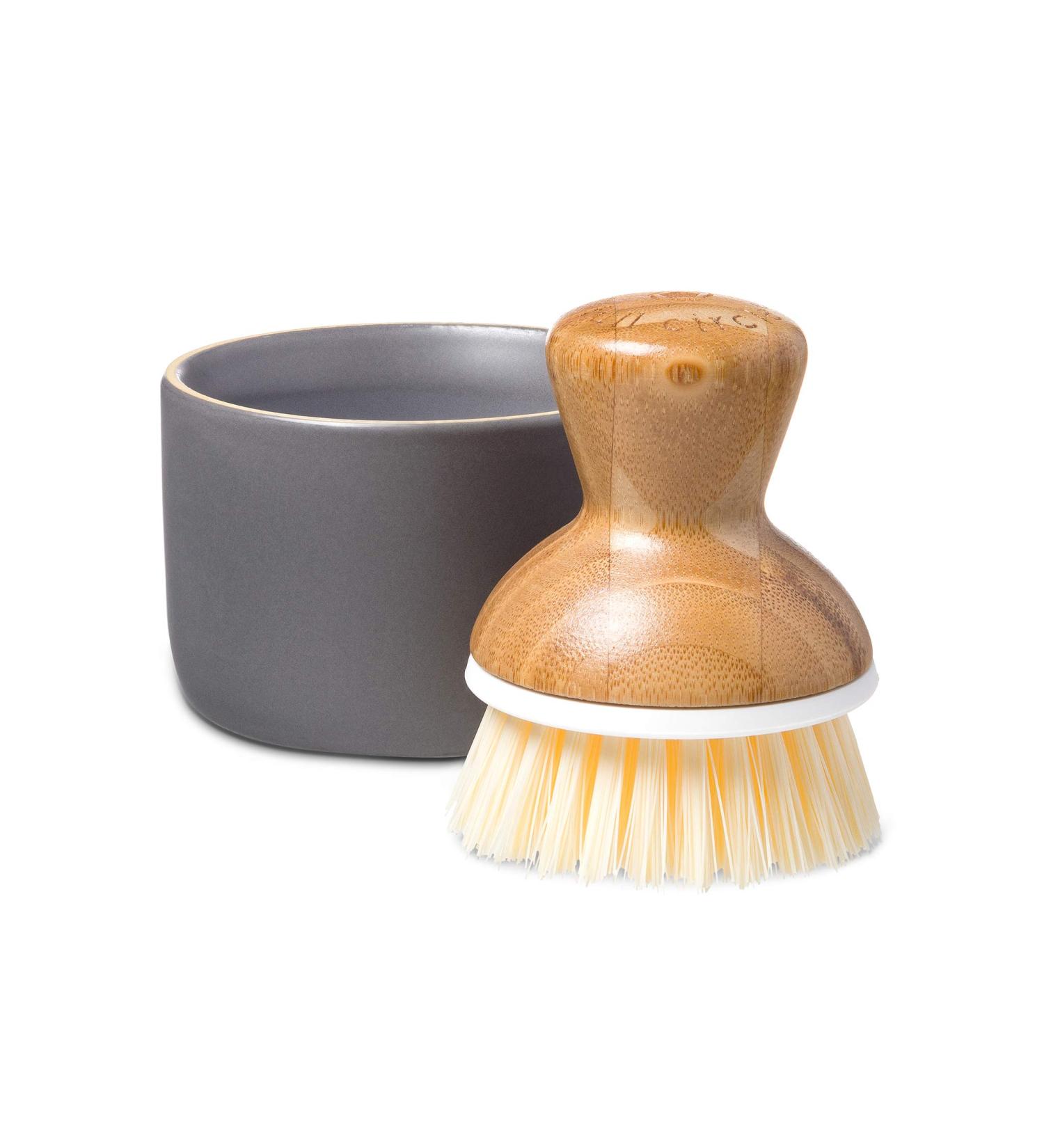 Full Circle Bubble Up Ceramic Soap Dispenser & Bamboo Dish Brush - WhiteGray - Buy Online on GoSupps.com